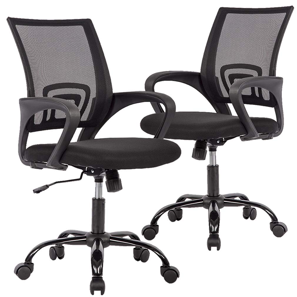 Ergonomic Mesh Office Chair with Lumbar Support - Adjustable Swivel Rolling Task Chair for Women & Men - 2 Pack Black - Perfect for Home Office, Gaming & Workspaces
