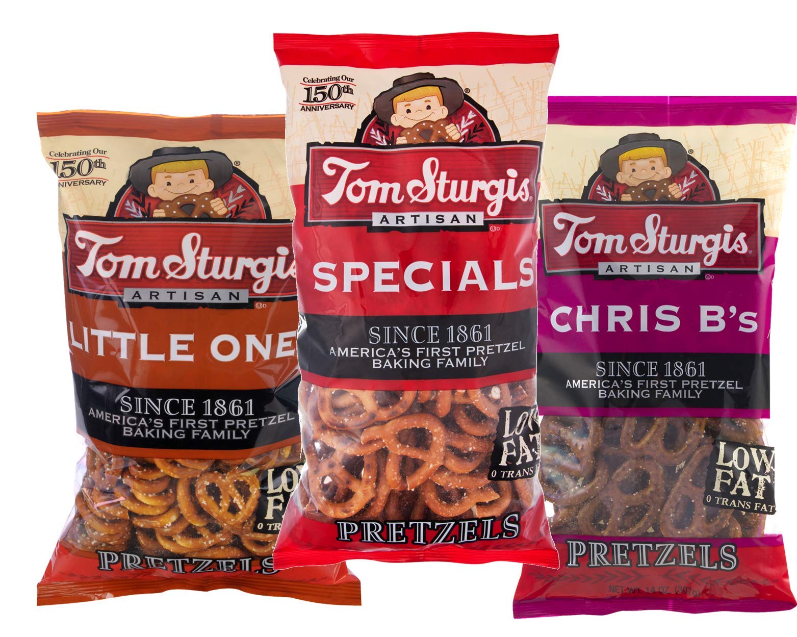 Tom Sturgis Artisan Little Ones & ChrisB's Pretzel Variety 3-Pack - Gourmet Snack Assortment for Parties, Gifts & Family Snacking