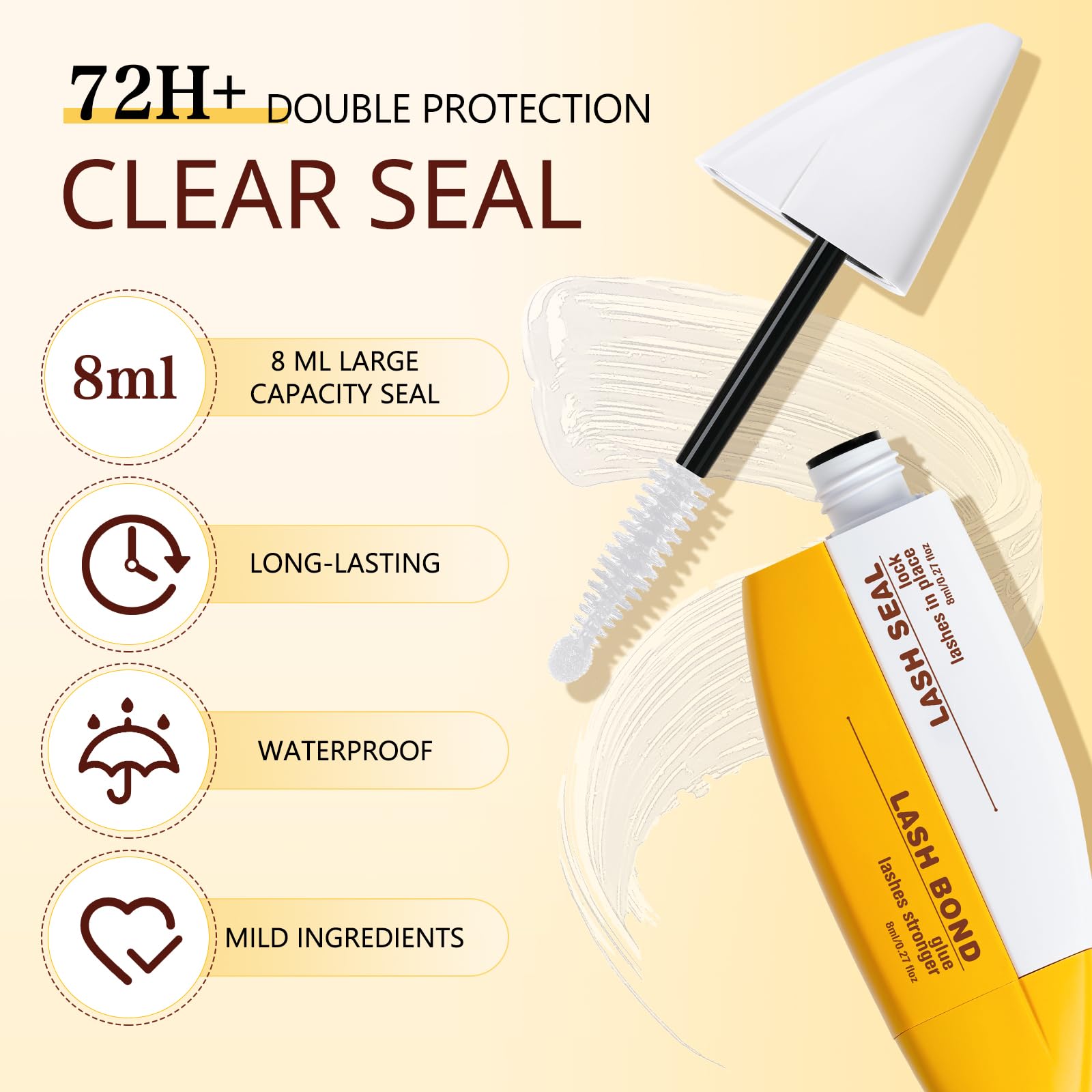 QUEWEL Waterproof Lash Bond & Seal Glue for DIY Eyelash Extensions - 16ml Ultra Large Capacity, Long Lasting Cluster Lash Adhesive for Sensitive Eyes | Perfect for Home Use, Salon Professionals & Special Occasions