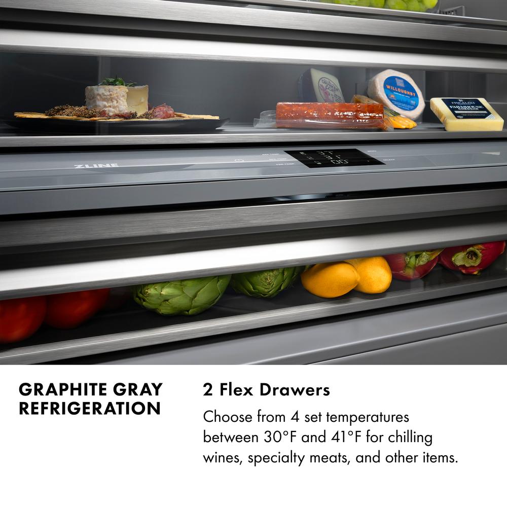 ZLINE 60 Inch 32.2 cu ft Built-In French Door Refrigerator with Bottom Freezer, Water Dispenser & Ice Maker - Graphite Gray Interior (GRBIV 60) | Perfect for Modern Kitchens, Open Concept Homes & Luxury Appliances