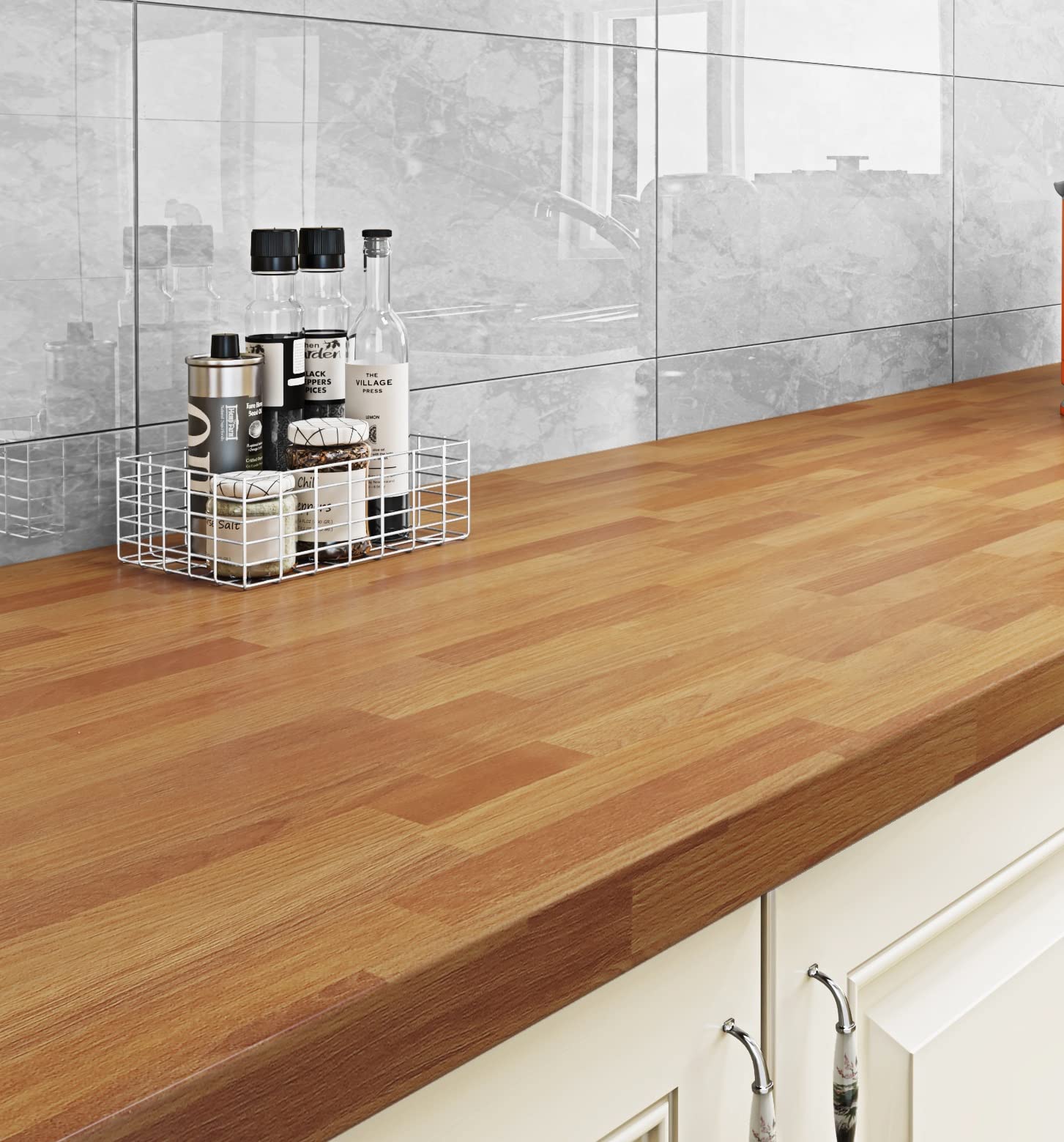 Livelynine Waterproof Peel and Stick Butcher Block Countertop Paper - Light Wood Vinyl Wrap for Kitchen Countertops, Islands, Desks (15.8