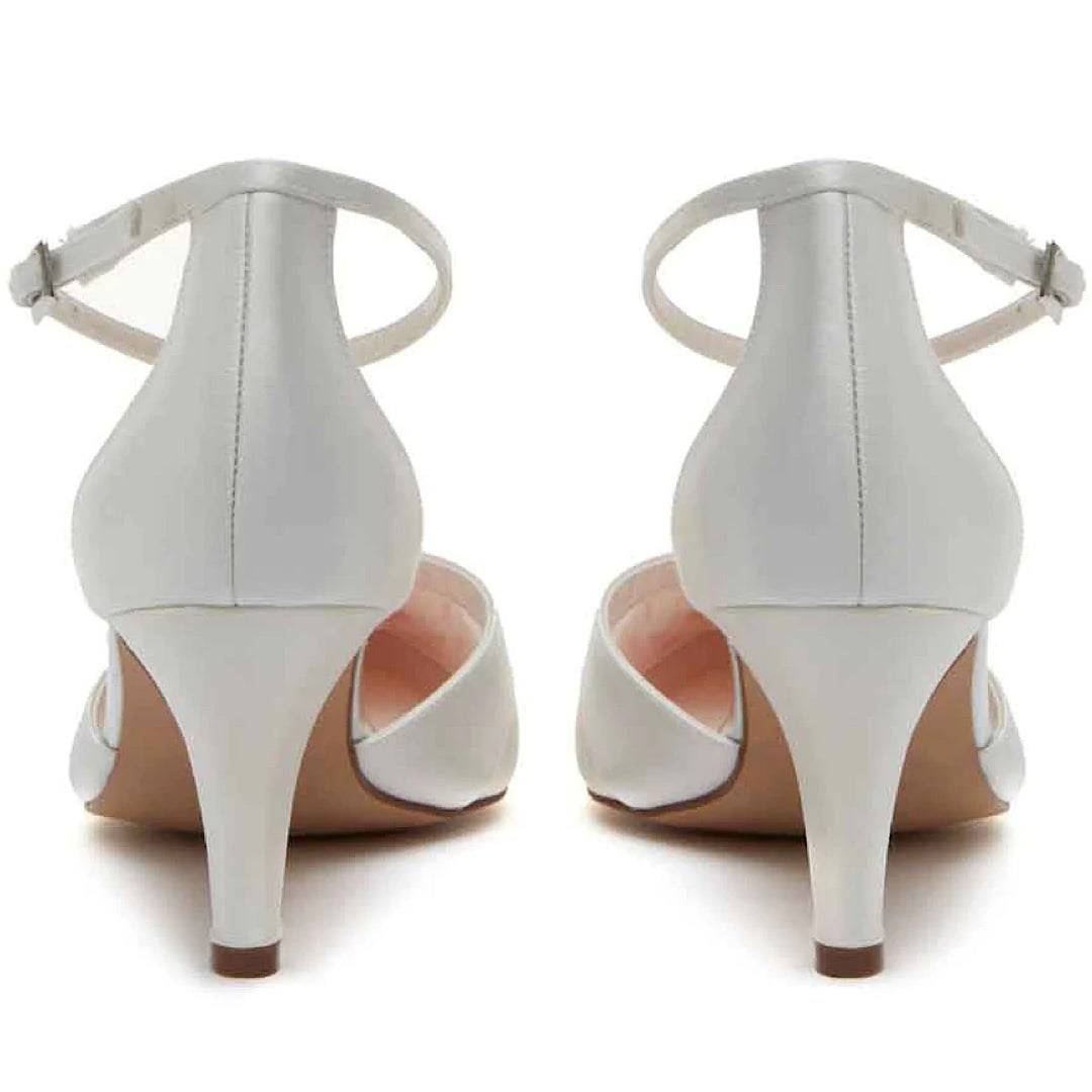 Ivory Satin Wedding Shoes for Bride - Rainbow Club Harper Style Size 7 | Elegant Bridal Heels for Church Ceremony, Reception & Photoshoot