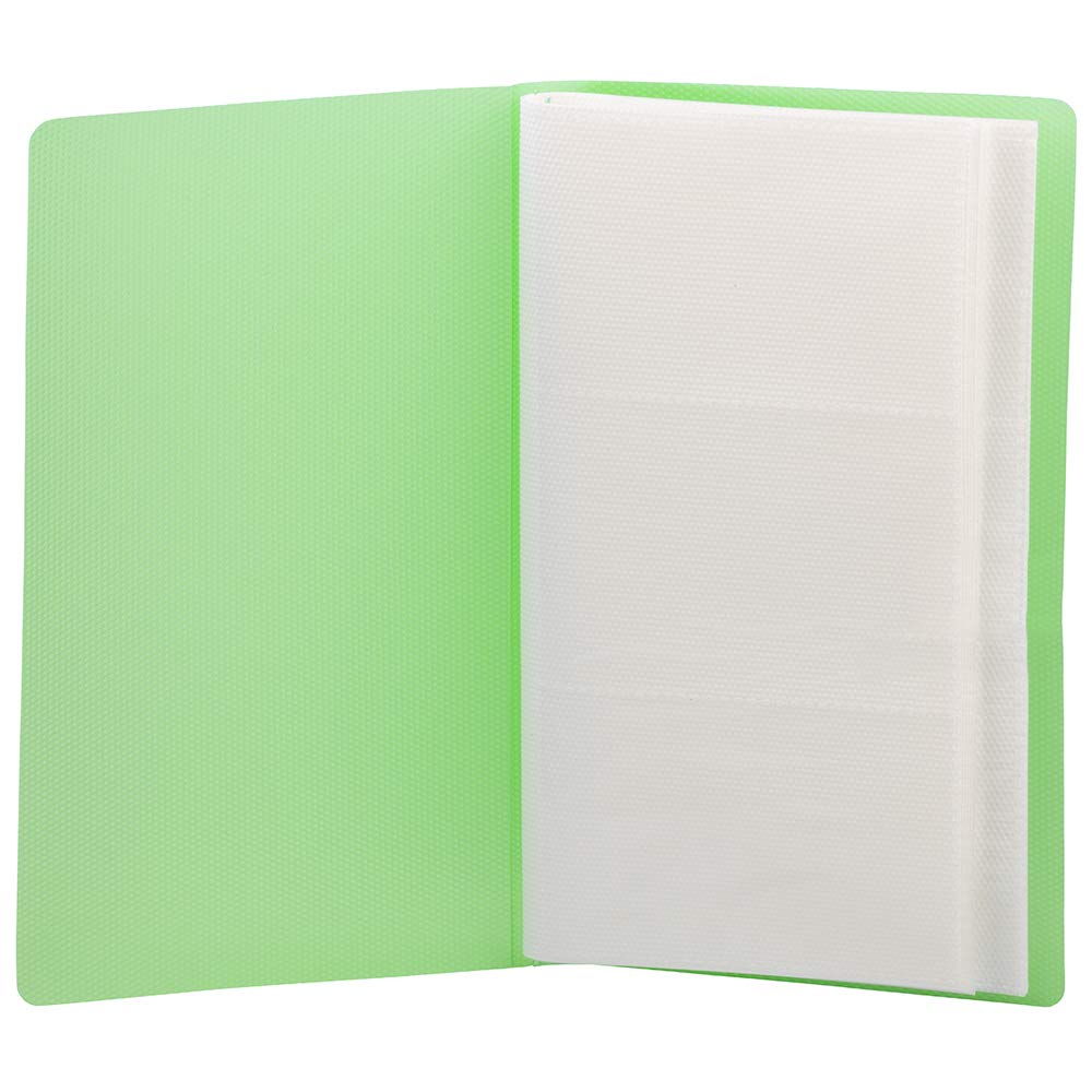 JAM PAPER Business Card Holder - 72 Pocket Capacity (4 x 7.25 Inches) - Wallet Size Card Organizer - Green - 12 Pack - Perfect for Networking Events & Office Organization