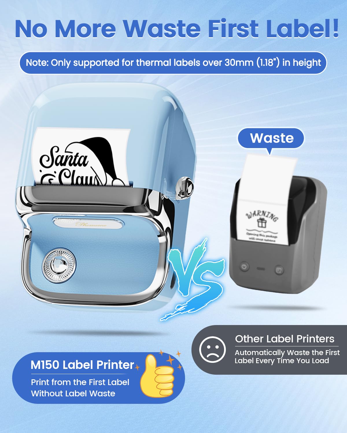 Phomemo M150 Bluetooth Label Maker Machine - 2 Inch Thermal Sticker Printer for Home & Office Organization, Small Business Inventory, Shipping Labels | 2025 Upgraded Model | iOS & Android Compatible | Includes 1 Pack 40x30mm Labels | Perfect for Pantry Organization, File Sorting & Package Labeling