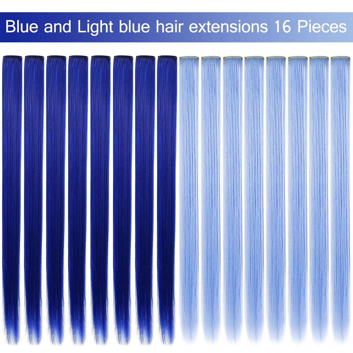 16 PCS Multi-Colored Clip-In Hair Extensions for Kids & Women - 21