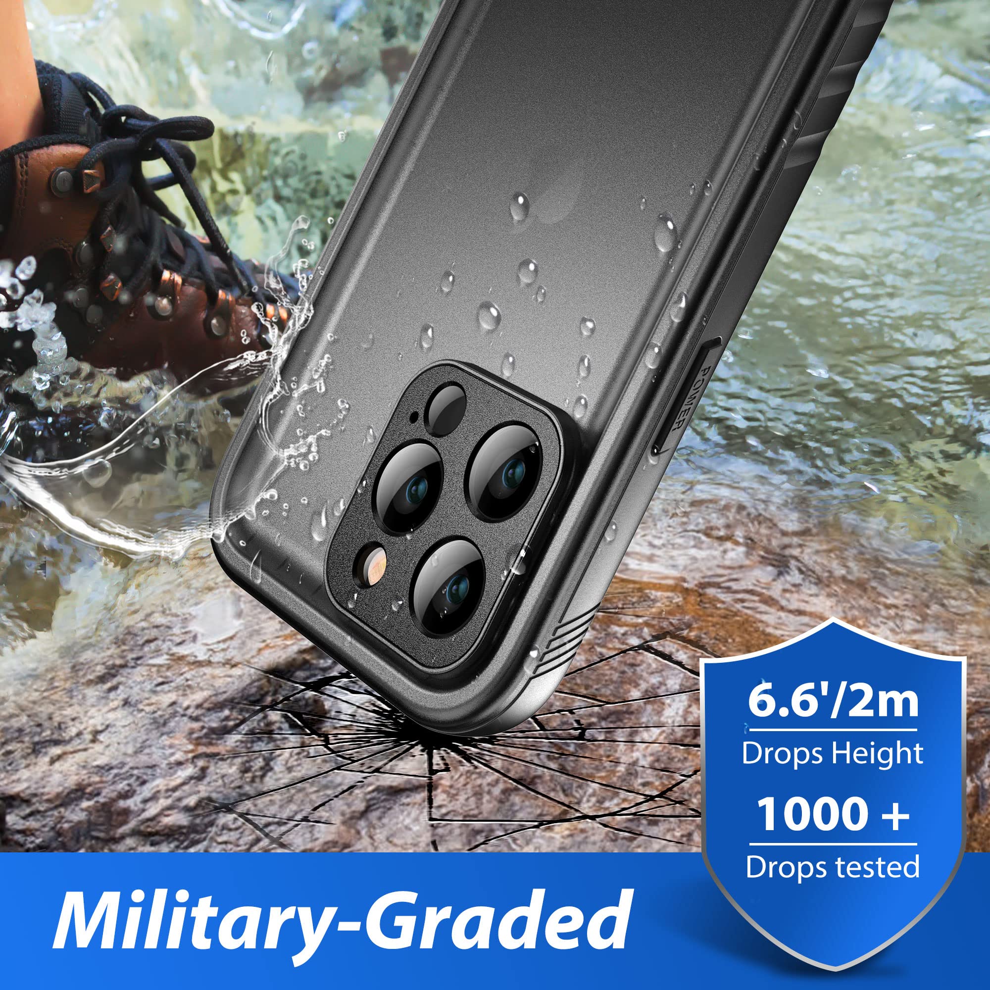 SPORTLINK Rugged Waterproof Case for iPhone 14 Pro Max (6.7