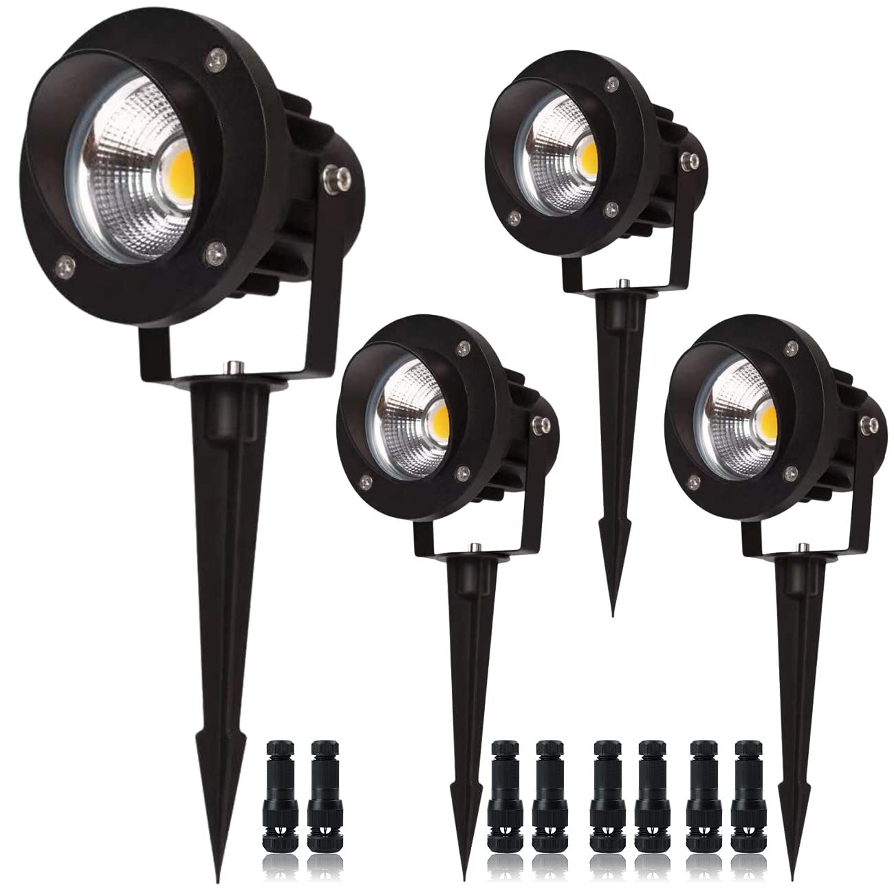 EAGLOD 20W LED Outdoor Landscape Spotlights - Low Voltage 12V-24V AC/DC Waterproof Garden Lights with Ground Stake - 3000K Warm White for Trees, Flags, Pathways (4-Pack) | Perfect for Backyard, Patio, and Garden Decoration