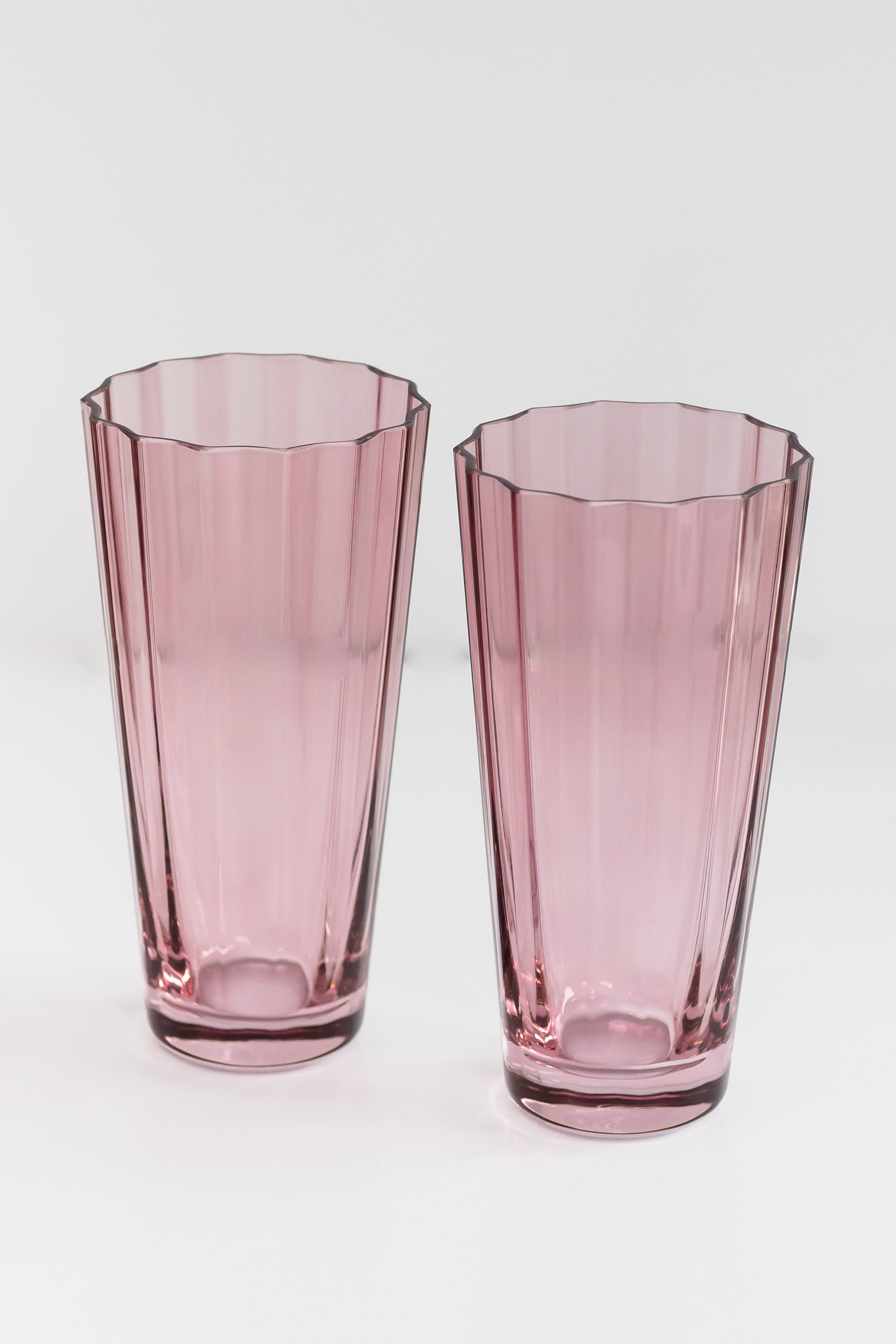 Estelle Colored Sunday Highball Glasses Set of 2 - Rose Pink Barware for Cocktails, Iced Tea & Entertaining | Elegant Drinkware for Home Bar, Parties & Gifts
