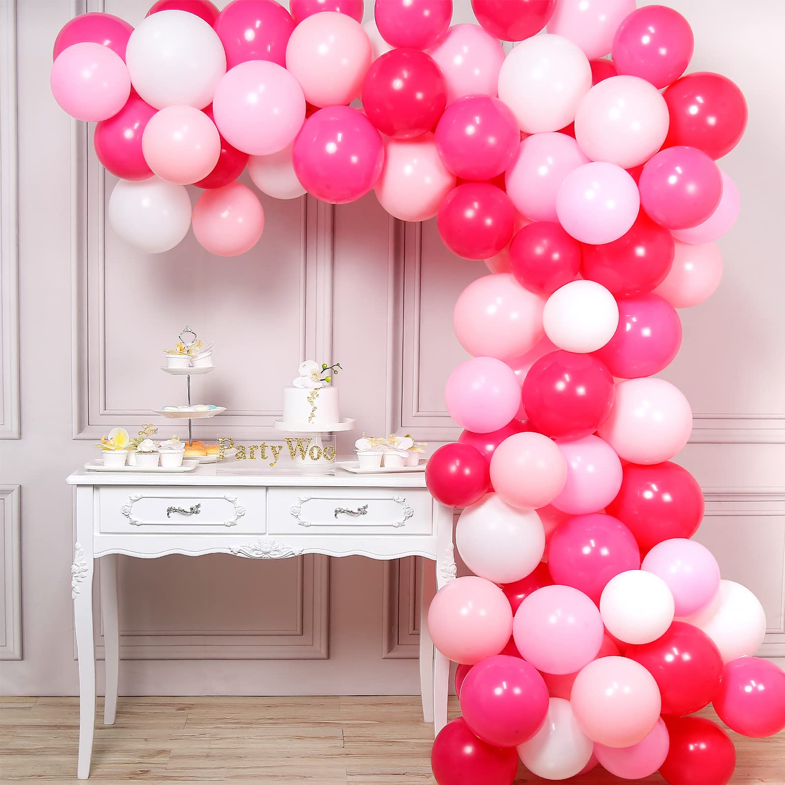 100 Pink Balloons for Parties with Electric Balloon Pump - Birthday Decorations, Baby Showers, Wedding & Celebration Supplies
