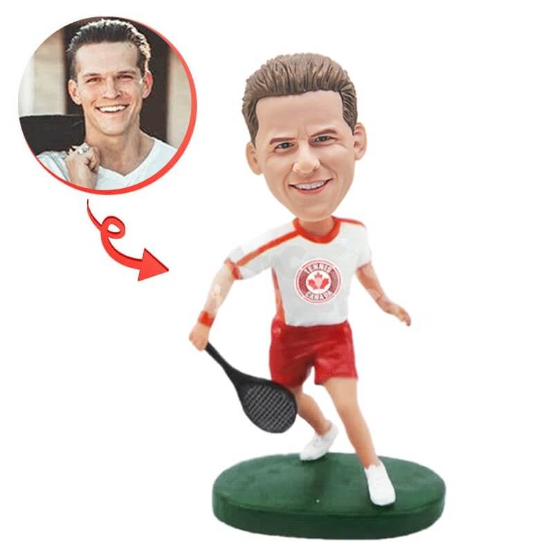 Custom Male Tennis Player Bobblehead - Personalized Sports Gift for Tennis Lovers - Perfect for Birthday, Anniversary & Sports Fan Decor
