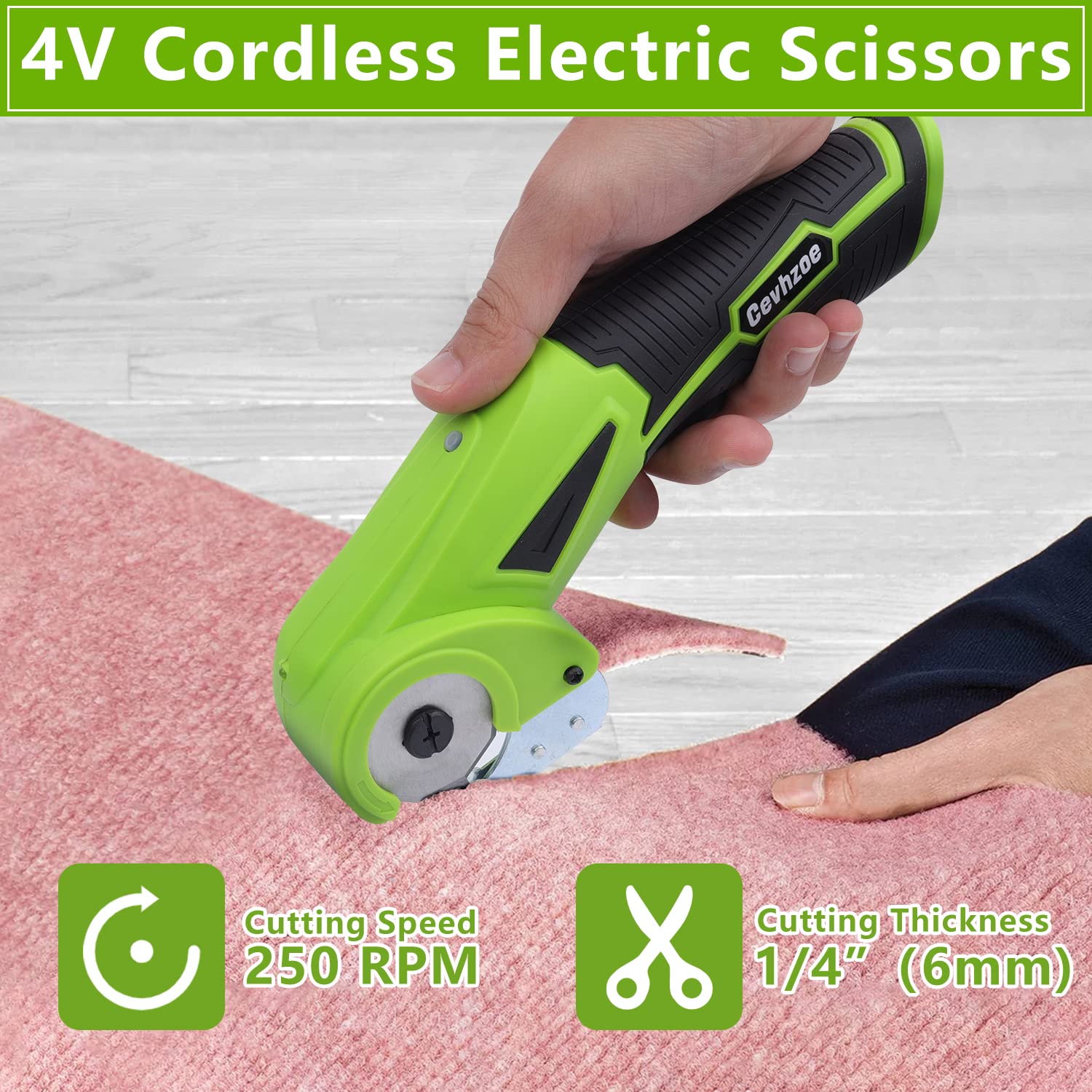 4V Rechargeable Cordless Electric Scissors - Mini Cardboard Cutter with Safety Lock & Charger | Perfect for Leather, Carpet, Plastic Cutting, Sewing & Crafting | Ideal for DIY Projects, Home Improvement & Professional Use