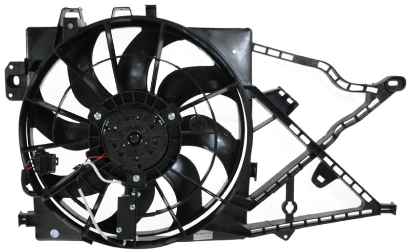 TRQ Rear Radiator Cooling Fan Assembly Replacement for 2001-2002 Saturn L100, 2001-2003 L200, 2001-2005 L300, 2000 LS/LS1/LS2/LW1/LW2/LW200/LW300 - GM3115135 - Perfect for Overheating Prevention & Engine Cooling System Repair