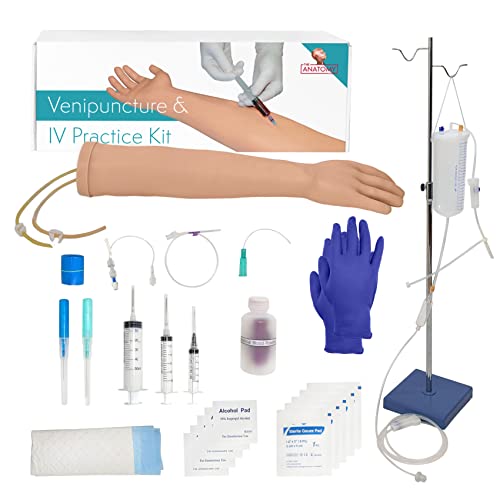 Premium IV & Venipuncture Training Kit - 25+ Piece Phlebotomy Practice Arm with Realistic Veins for Clinical Nursing & Medical Students | Durable Anatomy Lab Equipment for IV Insertion & Blood Draw Practice | Perfect for Classroom, Hospital Training & Home Study