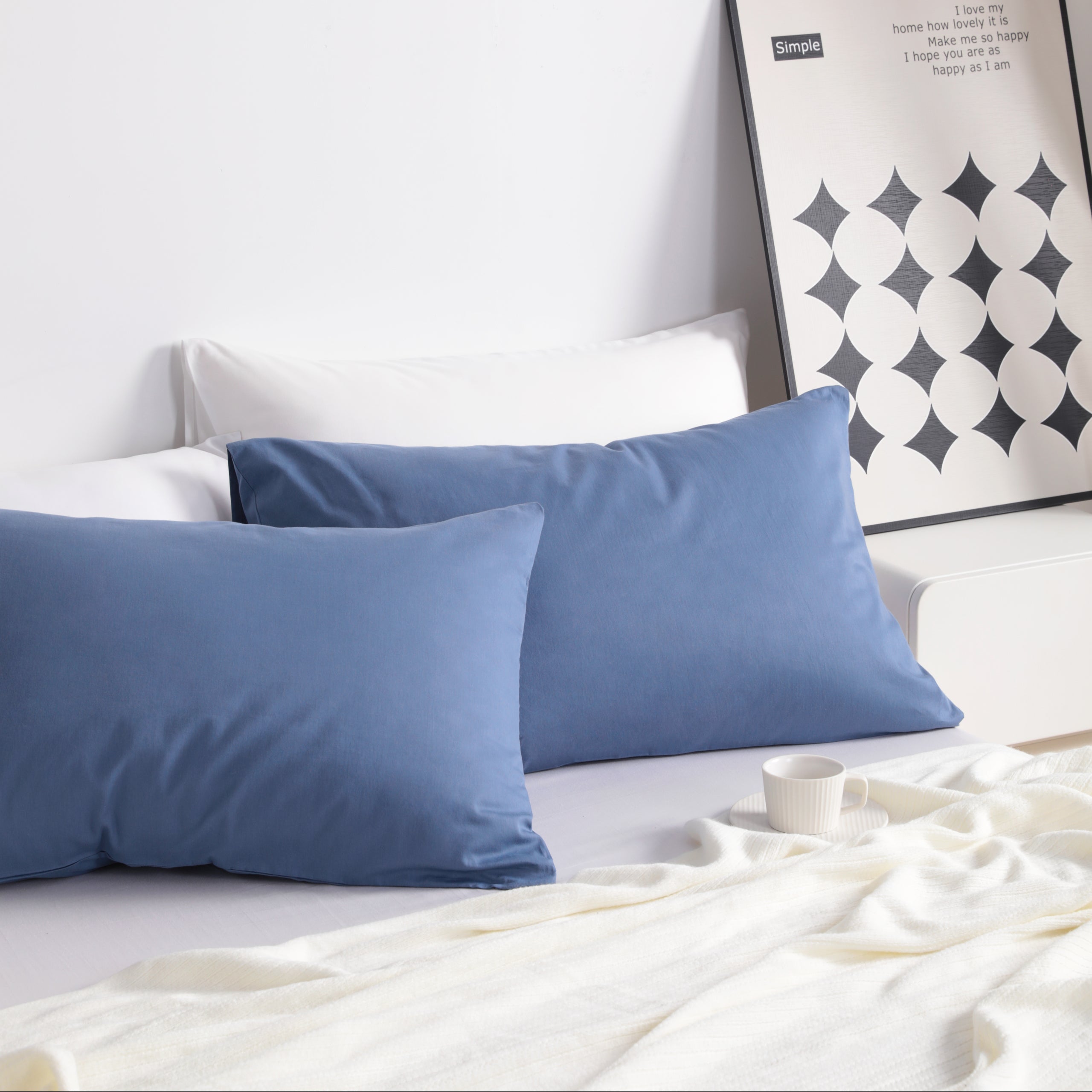 NTBAY 2 Pack 100% Cotton Pillowcases - Soft, Smooth & Breathable Standard Size Pillow Cases for Bedroom, Hotel & Home Decor (White) - Perfect for All Seasons & Sensitive Skin