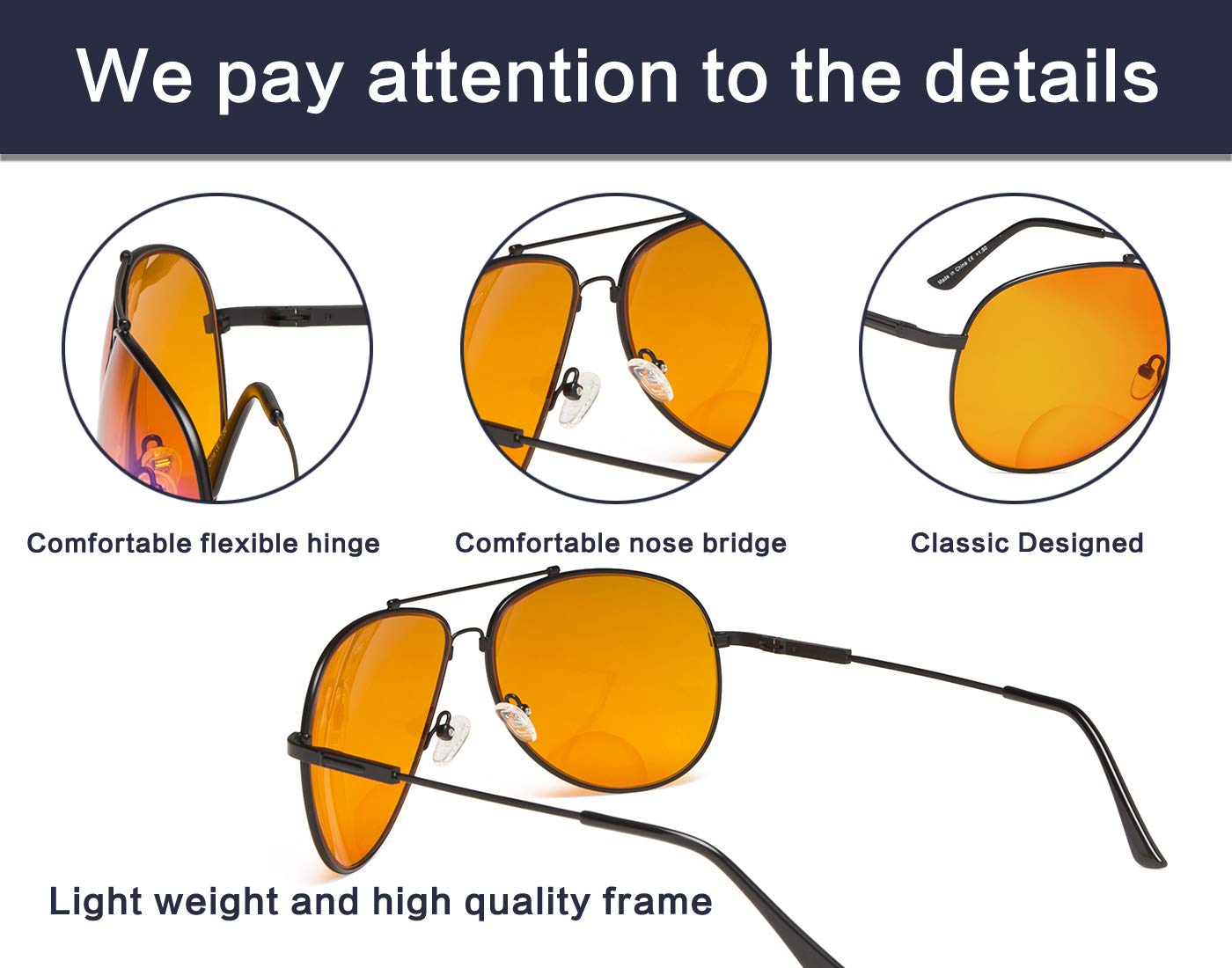 Blue Light Blocking Bifocal Reading Glasses - Orange Tinted Computer Glasses for Eye Strain Relief & Better Sleep - Perfect for Office Work, Gaming & Nighttime Screen Use