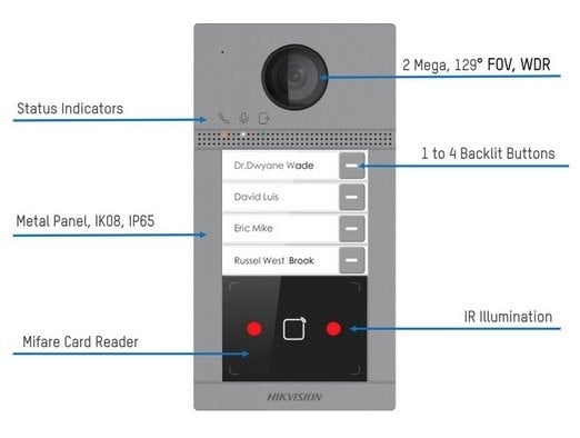 DS KV8213 WME1 Built-in 2 Button Doorbell with IR Lighting & PoE 12V Power - Perfect for Smart Homes, Offices, and Secure Entry Systems