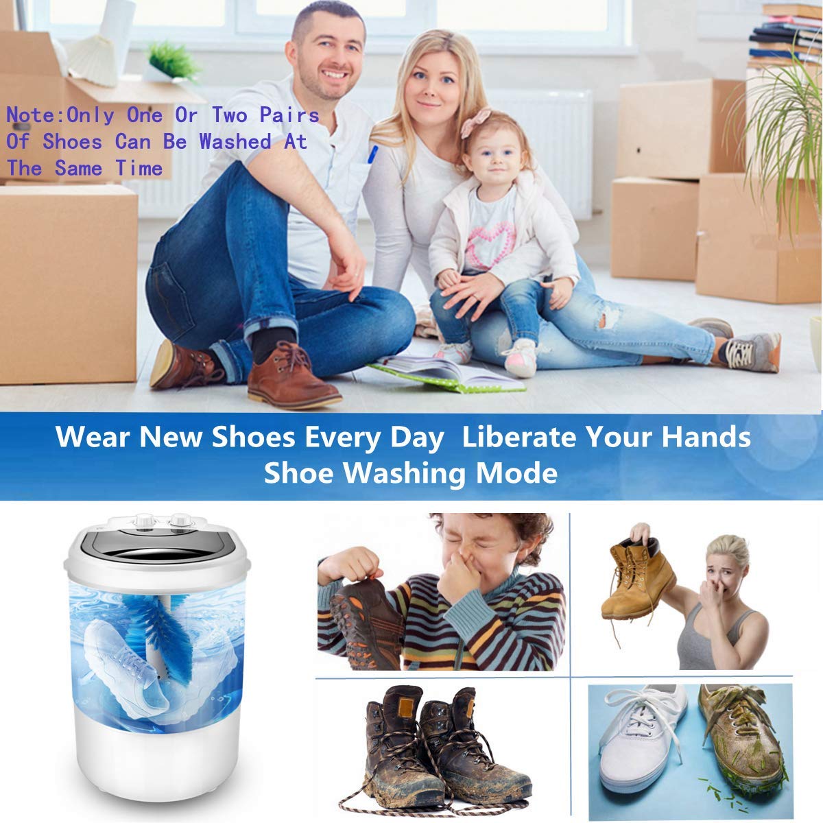 Portable Mini Washing Machine - Semi-Automatic 3-in-1 Washer for Clothes & Shoes with Spin Dry Function, 9.9 lbs Capacity - Perfect for Dorms, Apartments, RVs & Travel