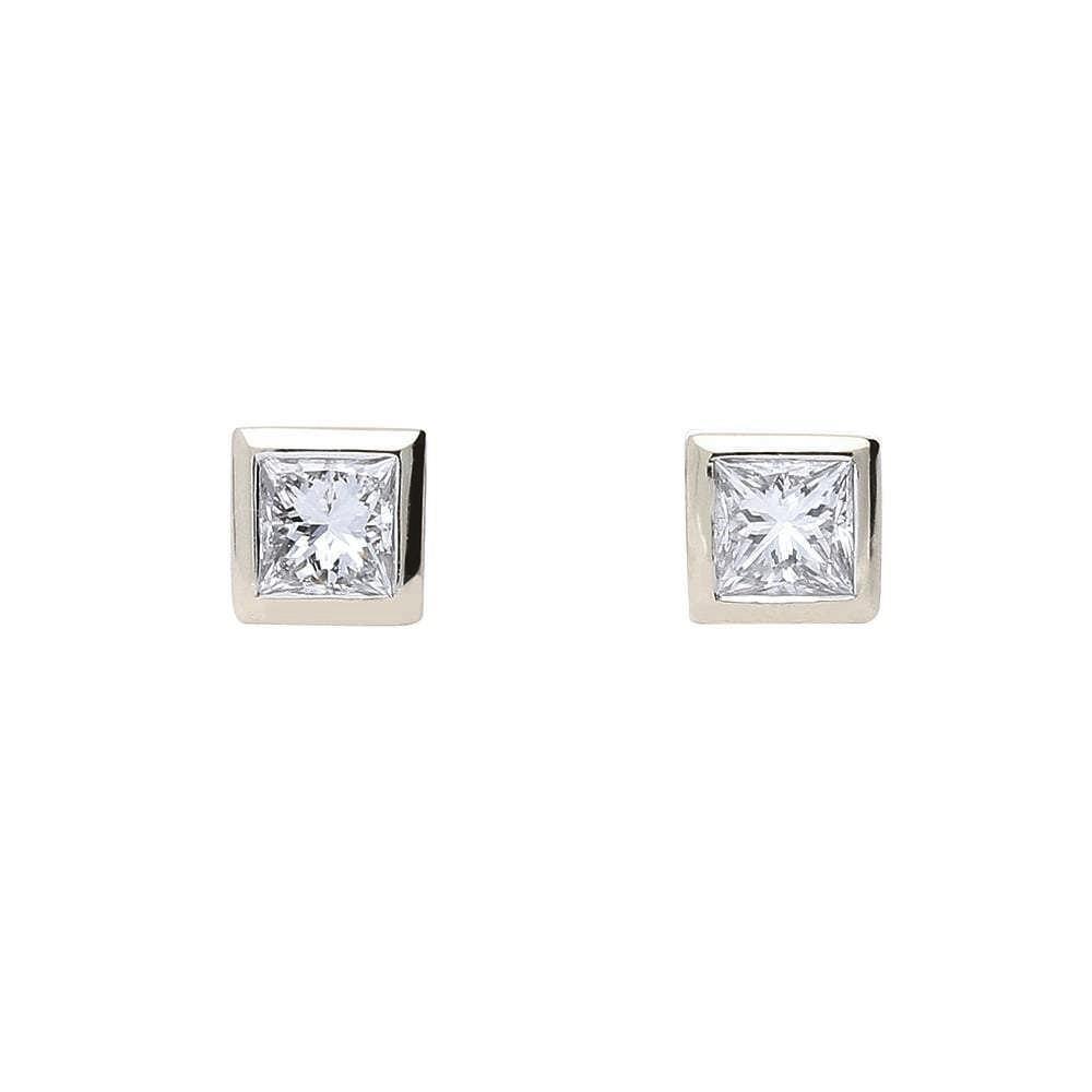 18ct White Gold Princess Cut 0.30ct Diamond Stud Earrings for Women - Perfect Gift for Anniversary, Wedding & Special Occasions