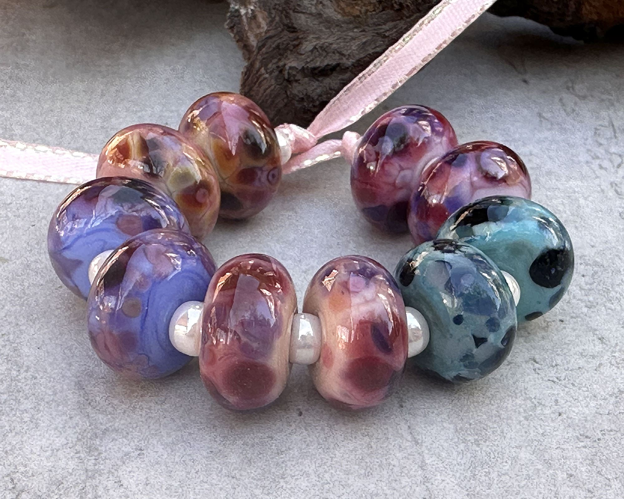 10-Piece Mosaic Mix Lampwork Glass Beads Set for Jewelry Making - DIY Craft Beads for Bracelets, Necklaces, and Earrings - Perfect for Handmade Gifts and Artistic Creations