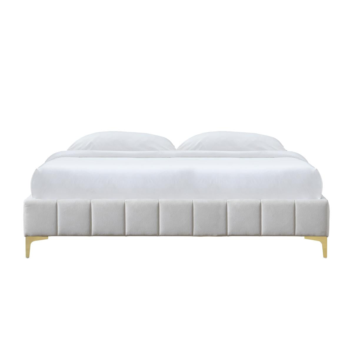 Georgia Fabric King Bed Frame - Upholstered Platform Bed with Wooden Slats, Noise-Free Support for Master Bedroom & Guest Room - Easy Assembly & Modern Design