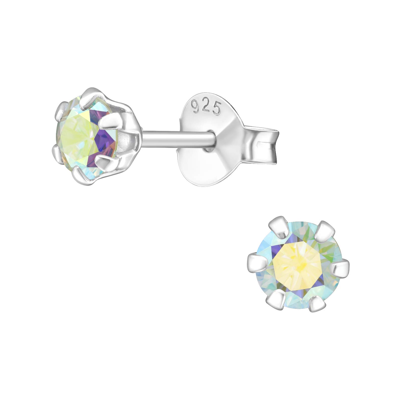 Hypoallergenic 925 Sterling Silver Round Cubic Zirconia Stud Earrings for Women | AUBE JEWELRY | Perfect for Everyday Wear, Gift Giving & Special Occasions