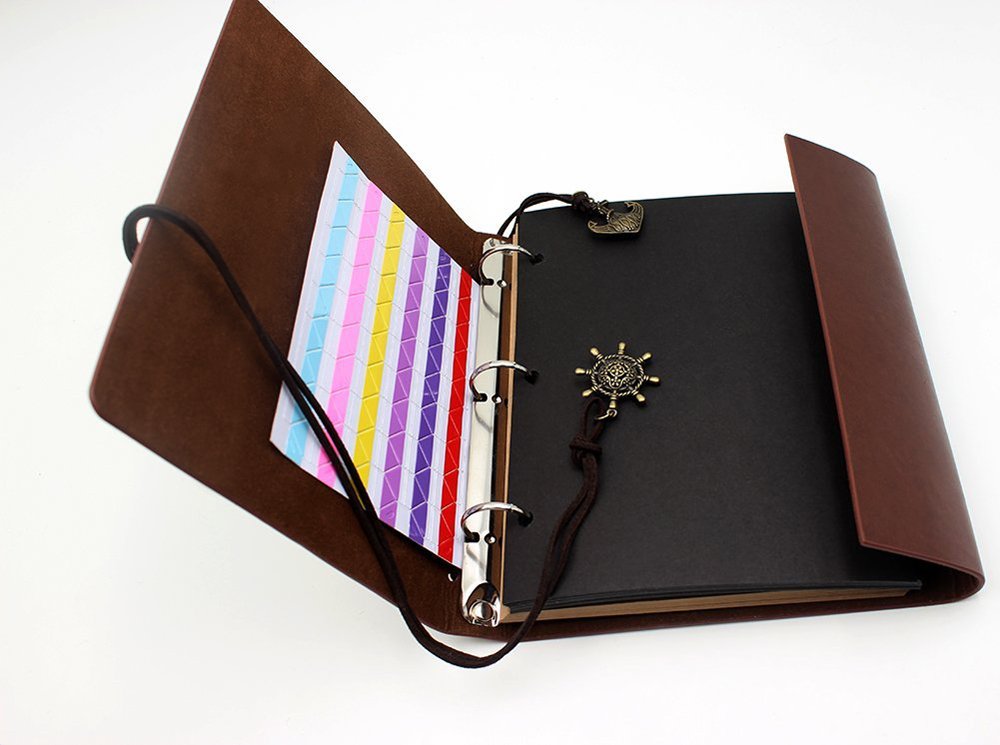 Pirate Theme DIY Scrapbook Album - Handmade Leatherette Cover with Self-Adhesive Pages for Photo Memories (Brown) | Perfect for Kids' Crafts, Family Keepsakes & Creative Scrapbooking Projects