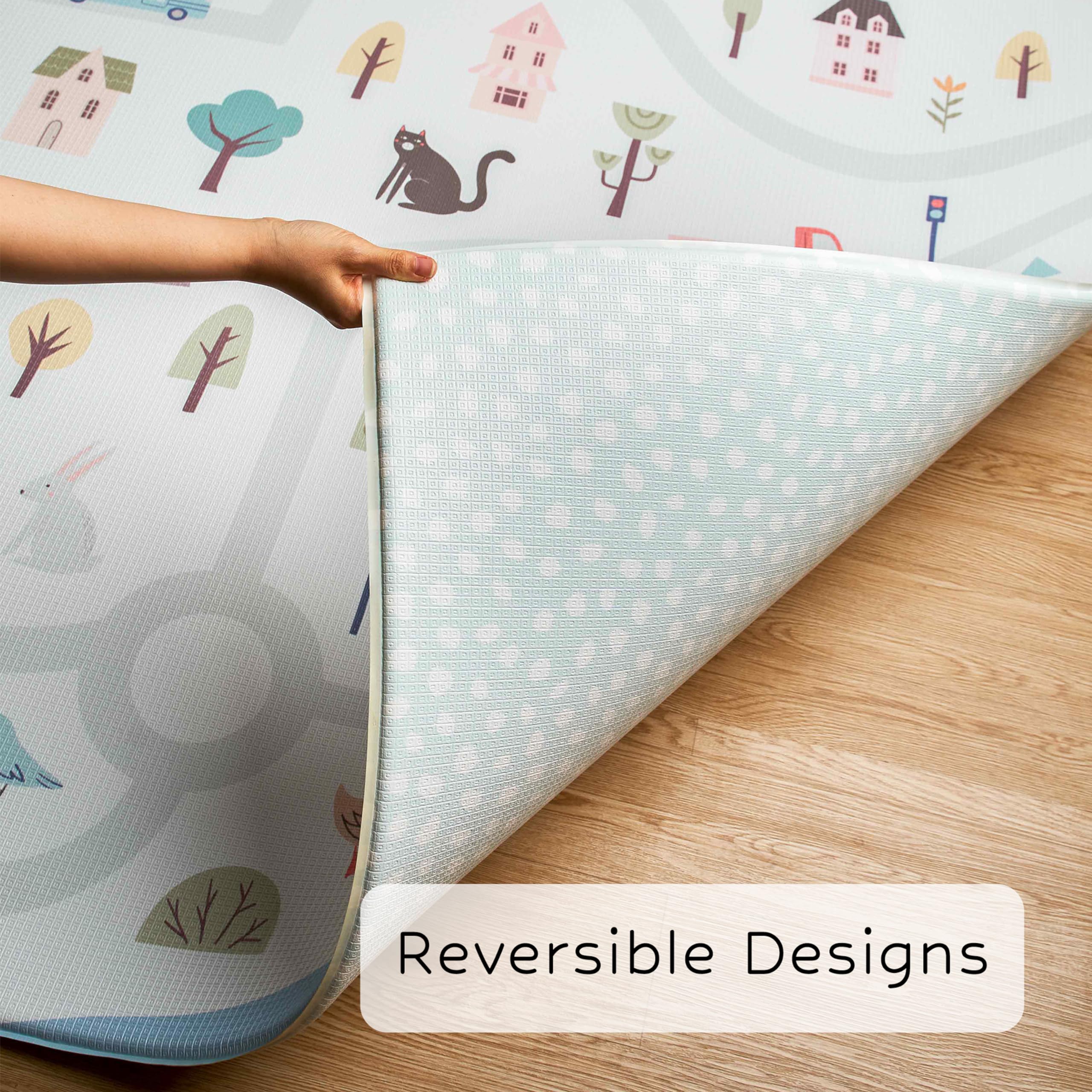 Reversible Baby Play Mat 82” x 55” - Extra Large Waterproof Foam Floor Mat for Infants, Toddlers & Kids | Non-Toxic, Durable & Easy to Clean | Perfect for Nursery, Playroom, Gym & Daycare Activities | Soft Cushioned Surface for Crawling, Playing & Learning