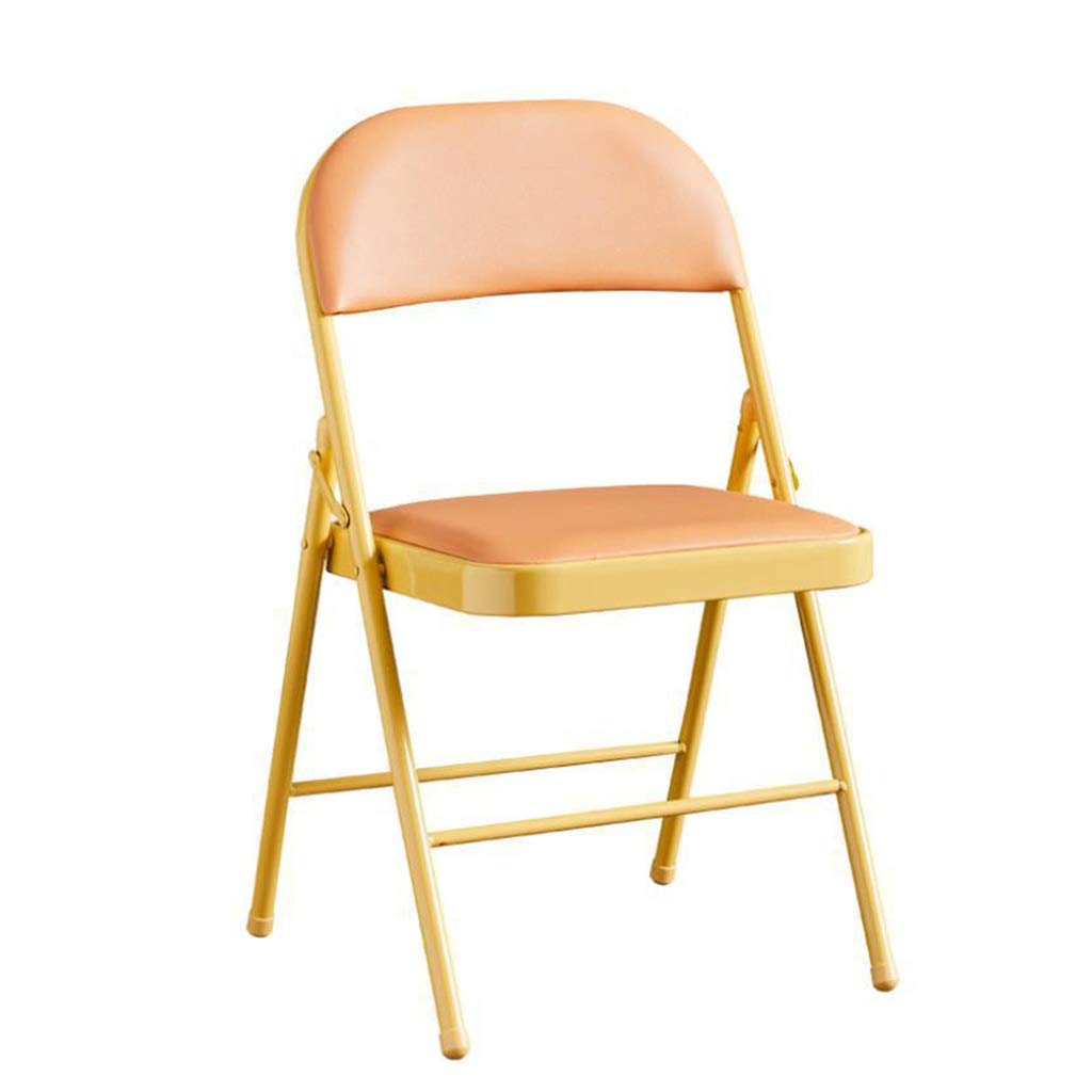 FETION Folding Chair - Portable Padded Chair with Iron Frame for Dining, Office, Computer, Garden, Home & Conference Use - Comfortable & Sturdy (Yellow) - Perfect for Indoor/Outdoor Events, Camping & Picnics
