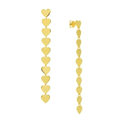 14K Gold Mirror Heart Chain Earrings for Women - Elegant Dangle Drop Earrings for Valentine's Day, Anniversary & Date Night Gifts