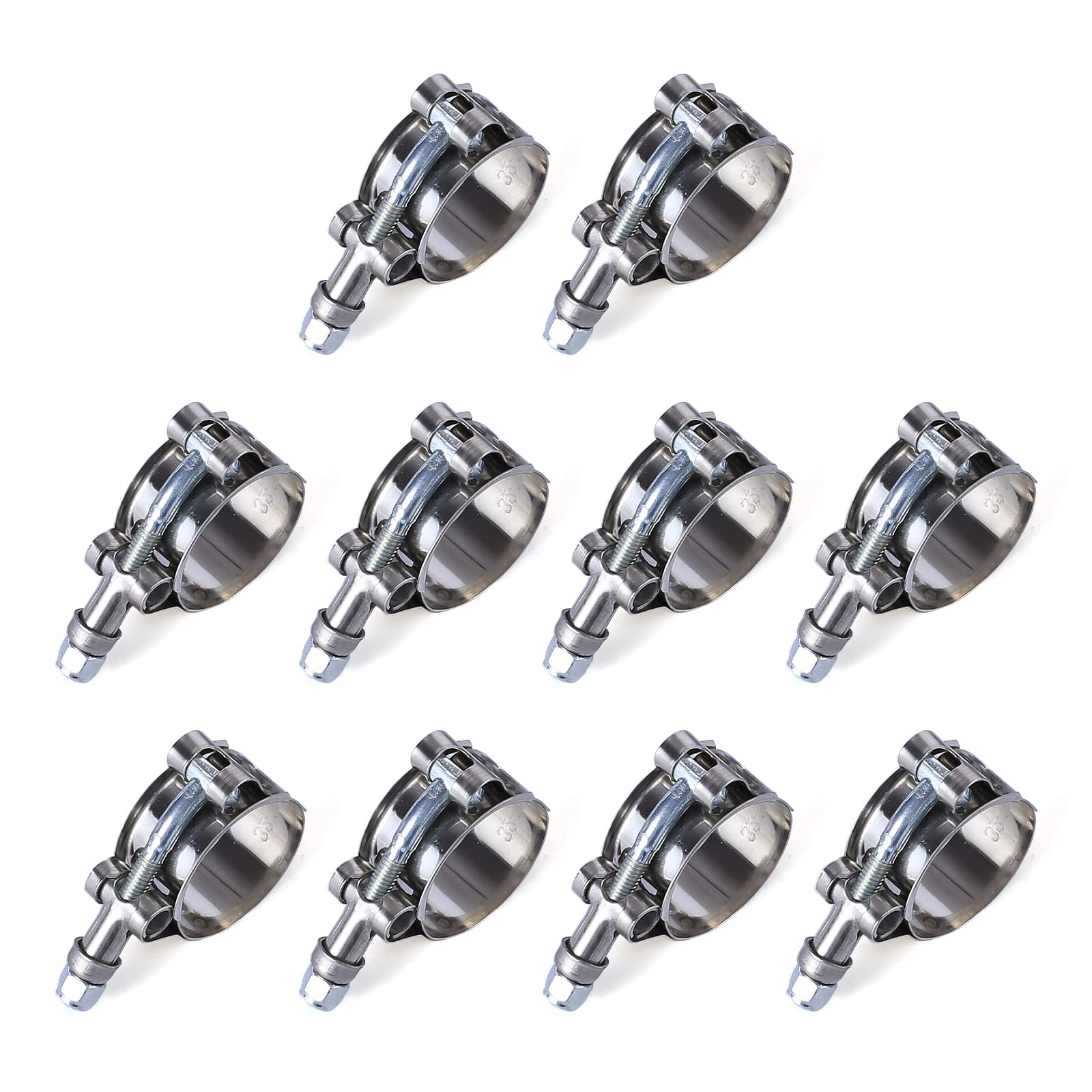 Stainless Steel T-Bolt Hose Clamps 32-37mm for Turbo Intake & Intercooler - 10Pcs
