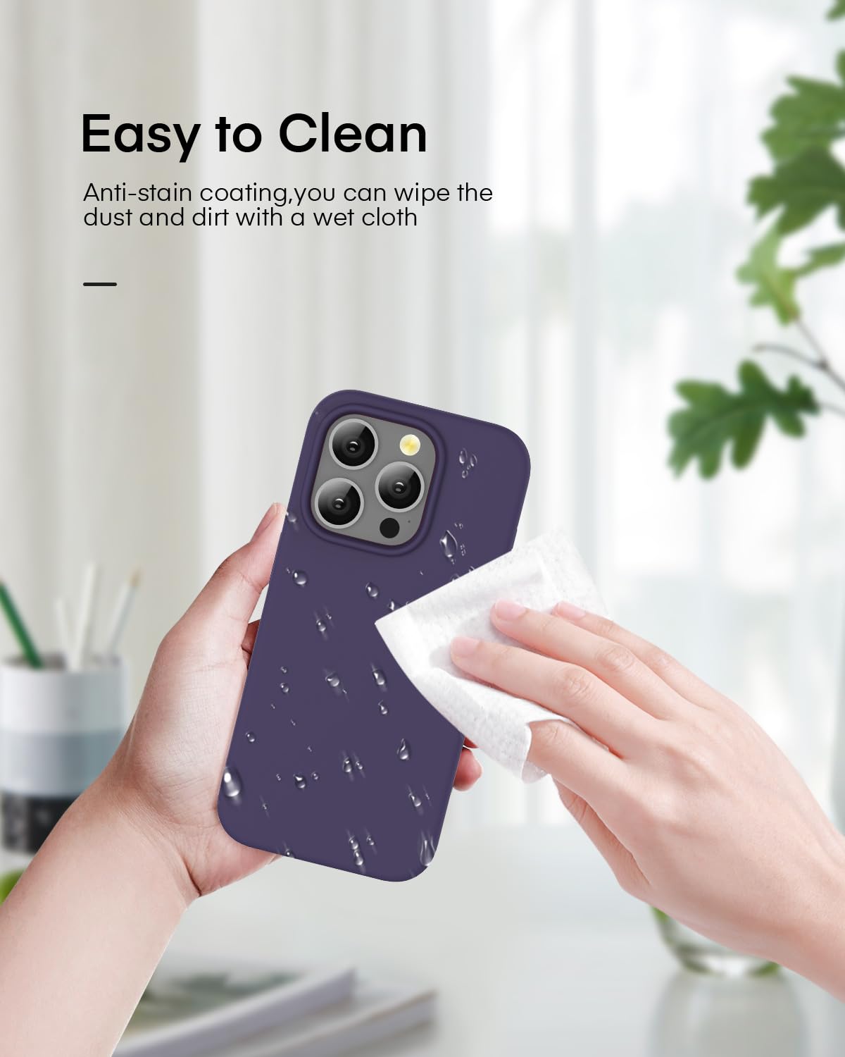 Kimguard Magnetic Silicone Case for iPhone 15 Pro Max (6.7 inch 2023) - Magsafe Compatible, Microfiber Lining, Dark Purple - Perfect for Daily Protection & Wireless Charging