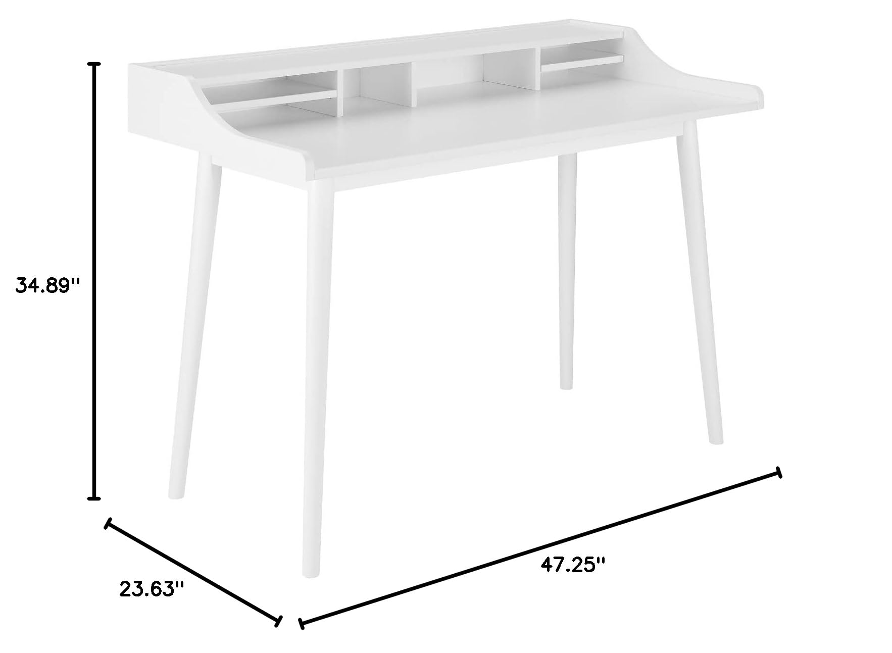 Modern White Flavio Desk - Stylish Home Office Desk for Small Spaces, Study & Workstation - Perfect for Home, Office & Dorm Room