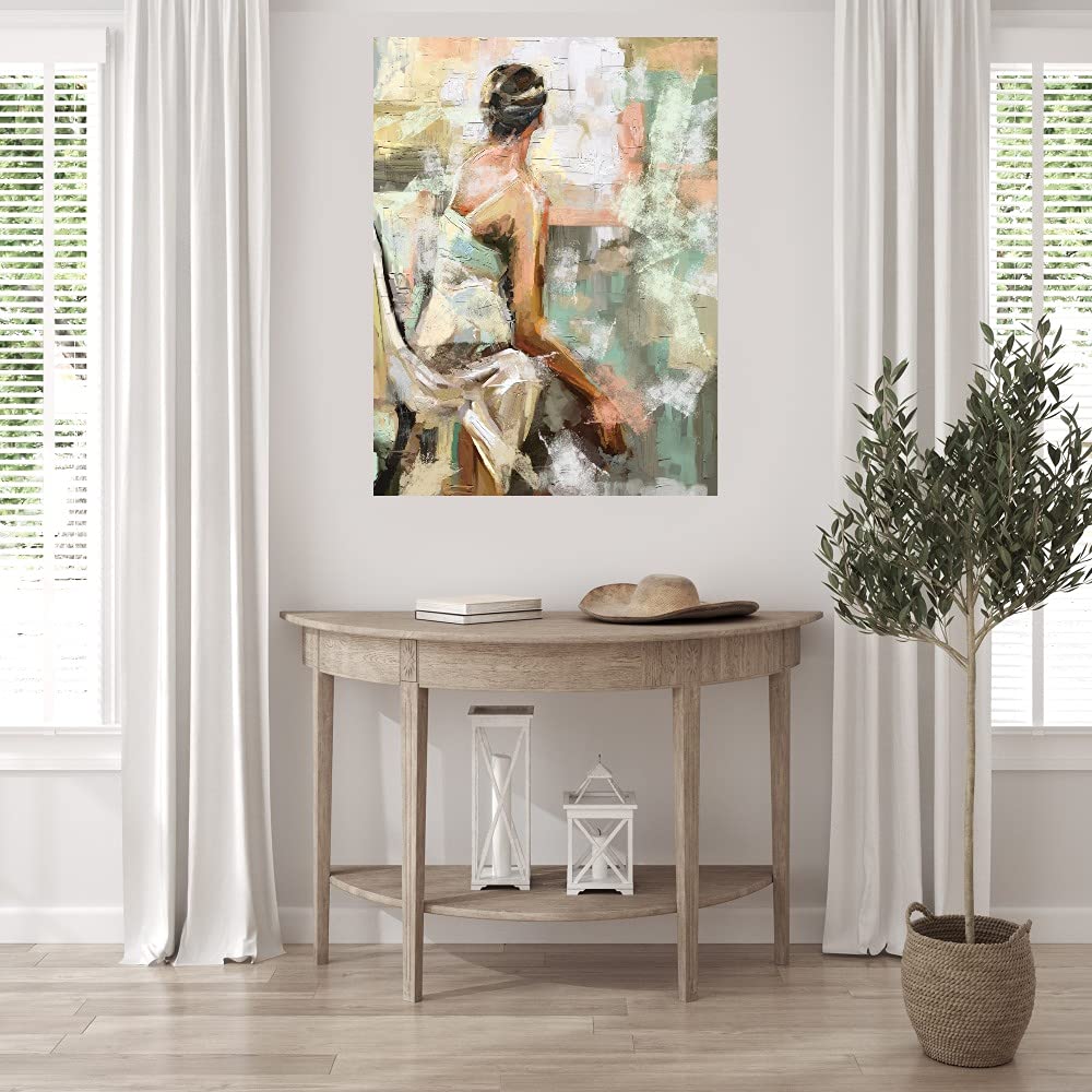 Intuition I Abstract Canvas Wall Art - 32x43 Inch Ready to Hang Painting for Living Room, Bedroom, Office Decor | Modern Home & Commercial Spaces