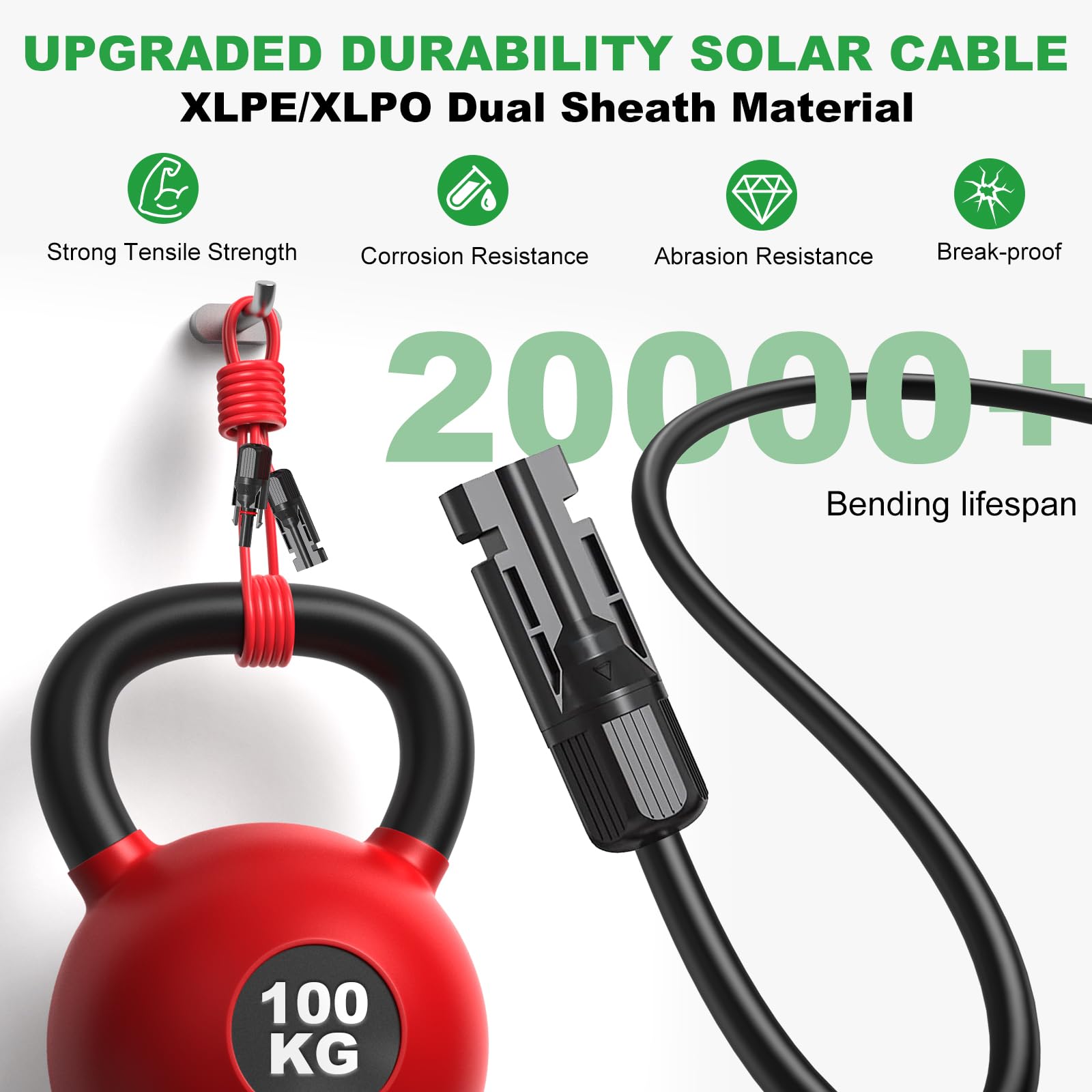 10AWG Solar Extension Cable 60Ft - Heavy Duty PV Wire for Solar Panels | Weatherproof 10 Gauge Solar Panel Cable with Connectors | Perfect for Home, RV, Camping & Boat Solar Systems | Outdoor & Off-Grid Power Solutions