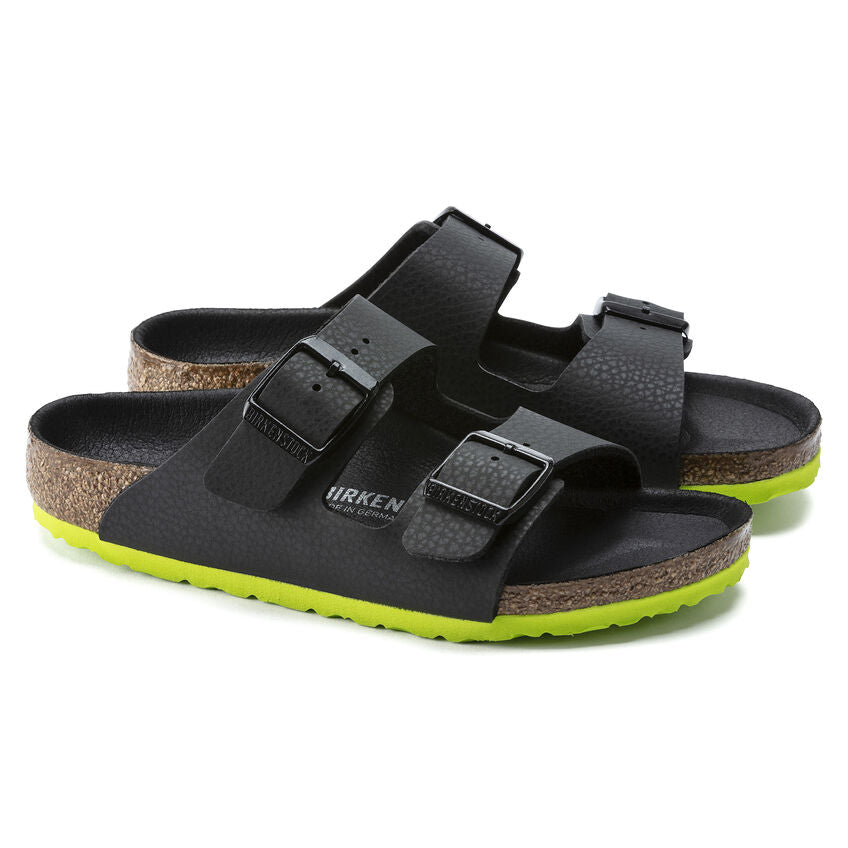 Birkenstock Arizona Kids Sandals - Birko-Flor Camo Desert Soil Black Lime | Comfortable & Durable Footwear for Outdoor Play, Beach, and Everyday Wear