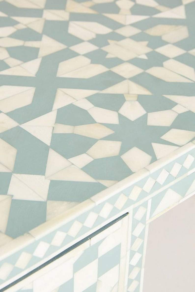 Handcrafted Antique Bone Inlay Console Table - Light Green Modern Wooden Entryway Table with Storage | Elegant Living Room Furniture for Home Decor | Perfect for Hallway, Foyer & Apartment Decor by Fairdeal Handicrafts