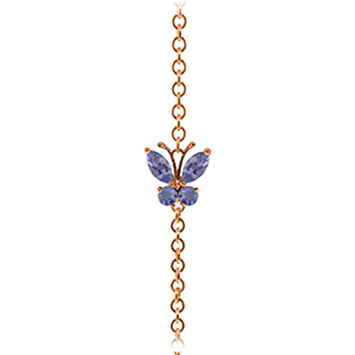 14K Solid Rose Gold Butterfly Bracelet with 0.6 Carat Tanzanite - Elegant Jewelry for Women, Perfect for Weddings, Anniversaries & Special Occasions