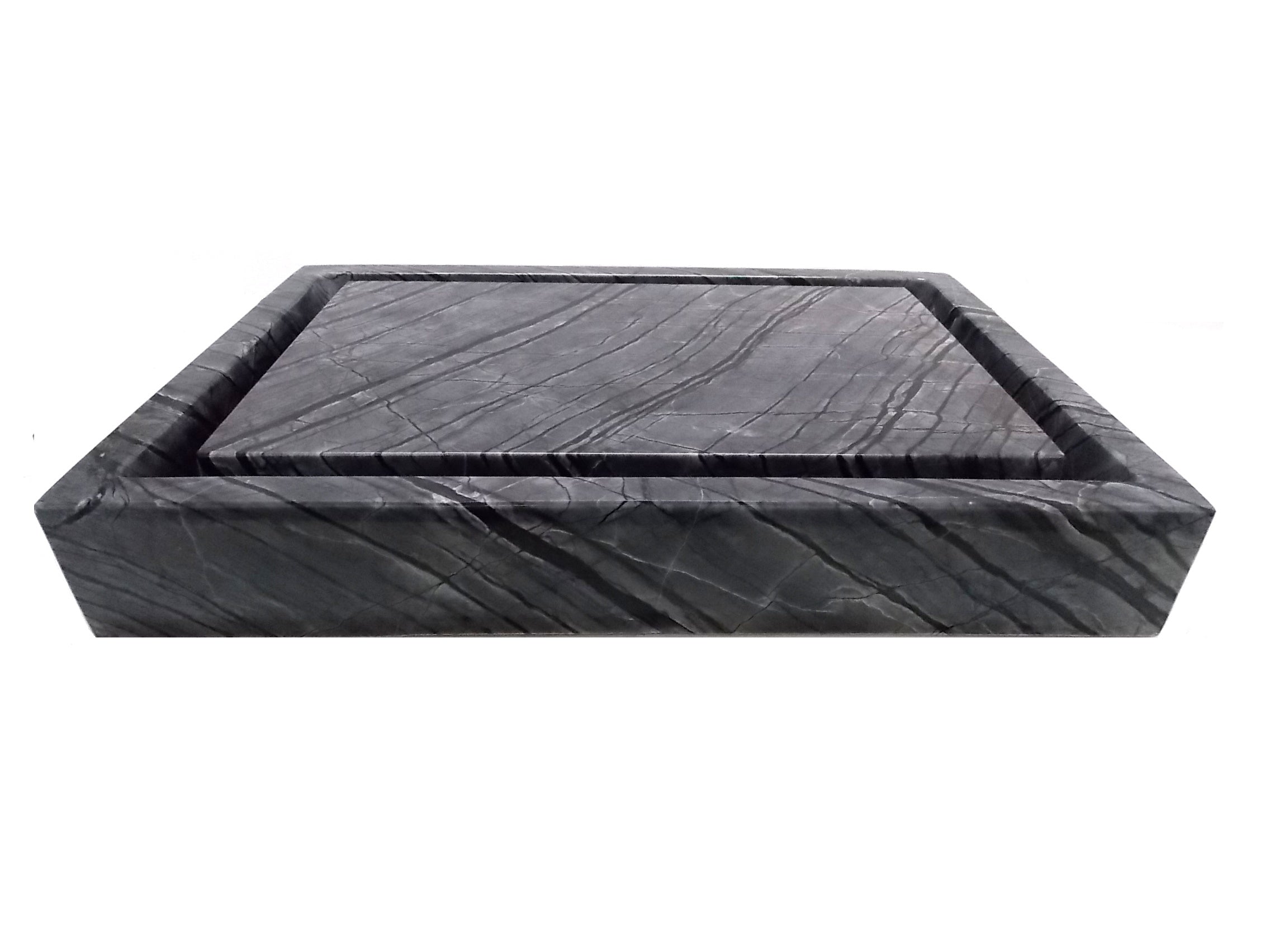 Luxury Rectangular Infinity Pool Sink - Premium Polished Black Marble for Modern Bathroom & Spa Design | Perfect for Contemporary Homes, Hotels, and Resorts