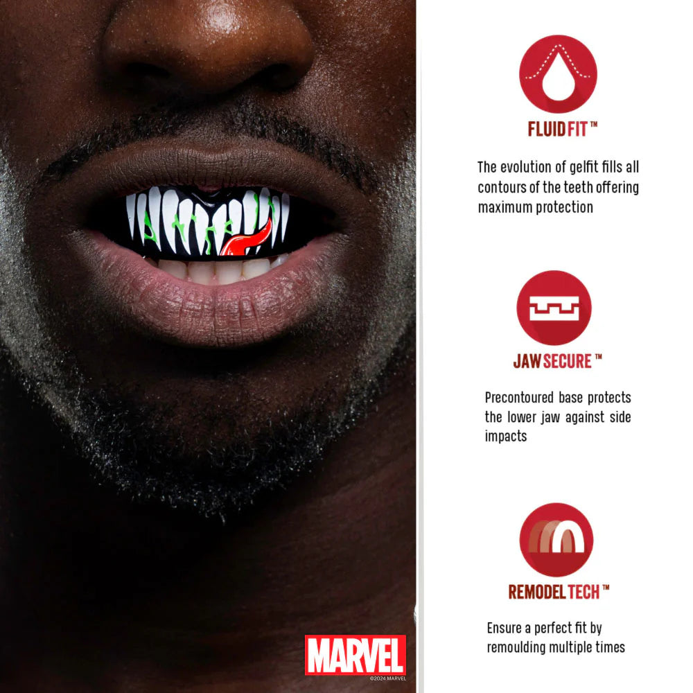 SafeJawz Marvel Venom Mouthguard - Custom Fit Teeth Protection for Sports & Night Grinding - Perfect for Boxing, MMA, Football & Teeth Grinding Relief