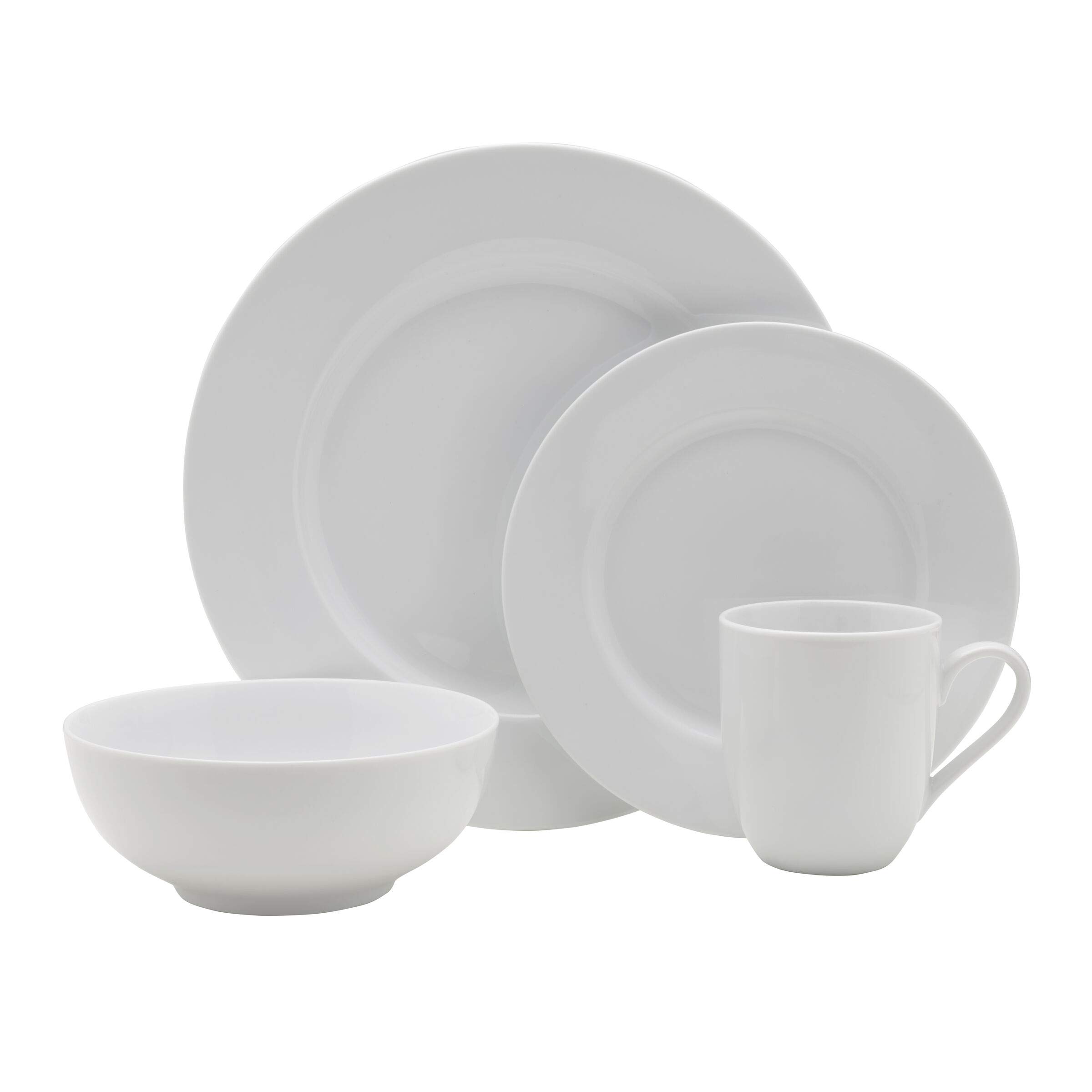 Classic 16-Piece Dinnerware Set for 4 - Porcelain Plates, Bowls, Mugs & Saucers - Elegant Tableware for Family Dinners, Parties & Restaurant Use