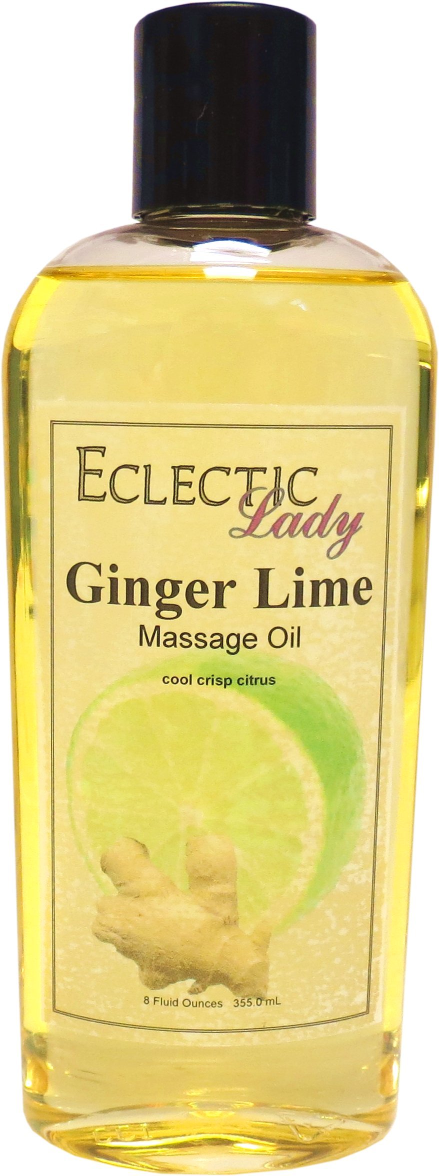 Ginger Lime Massage Oil - 8 oz Natural Blend with Sweet Almond & Jojoba Oil | Preservative-Free Aromatherapy Massage Oil for Relaxation, Stress Relief & Couples Massage | Perfect for Spa Nights, Yoga Recovery & Self-Care Routines