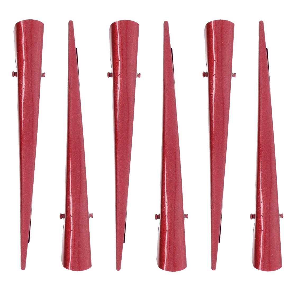 Stylish Metallic Concord Beak Hair Clips for Women - Set of 6 in Vibrant Red - Perfect for Everyday Wear, Parties, and Special Occasions