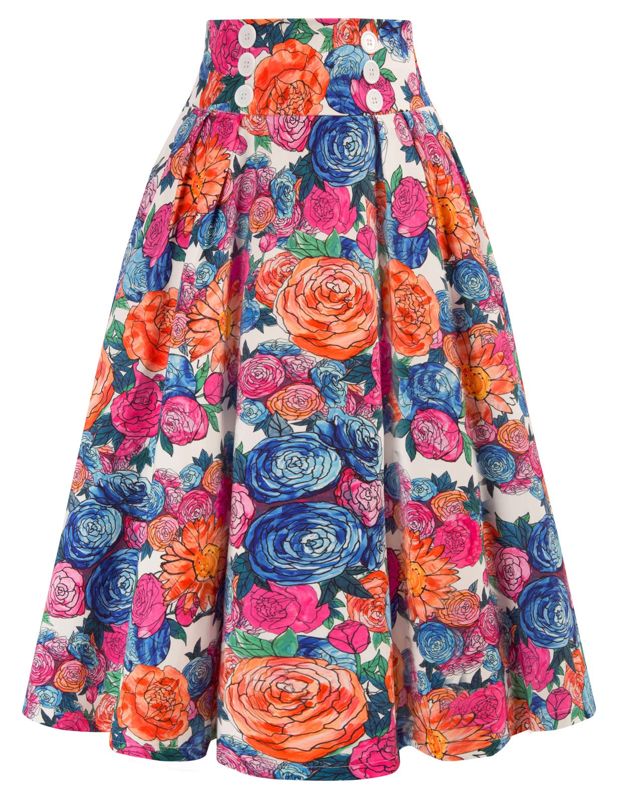 Belle Poque Women's Vintage High Waist Plaid Pleated Skirt with Pockets - BPA020 | Retro A-Line Skirt for Office, School & Casual Outfits