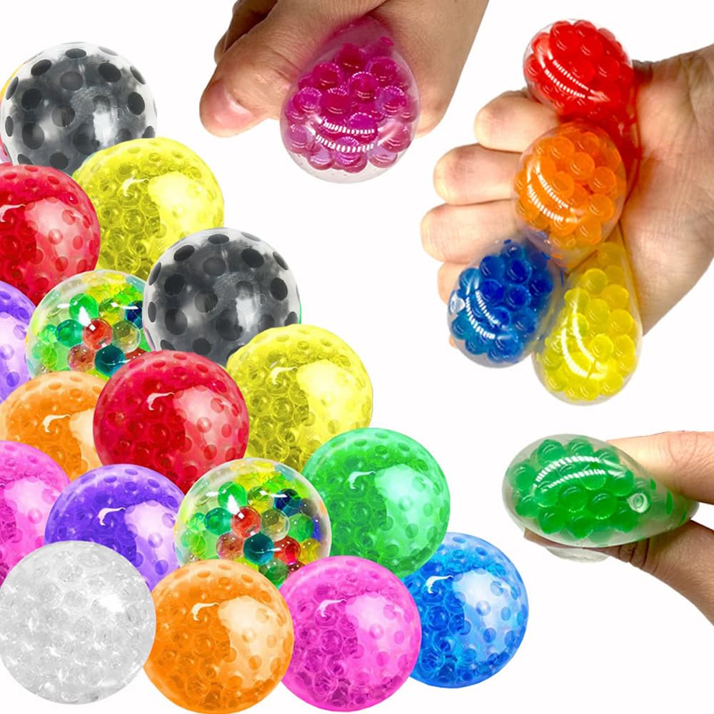 10Pcs Mini Stress Relief Balls - Soft Squeeze Fidget Toys for Anxiety & Stress Relief - Bulk Party Favors, Goodie Bag Fillers, Classroom Rewards & Office Desk Toys (Great for ADHD, Autism & Relaxation)