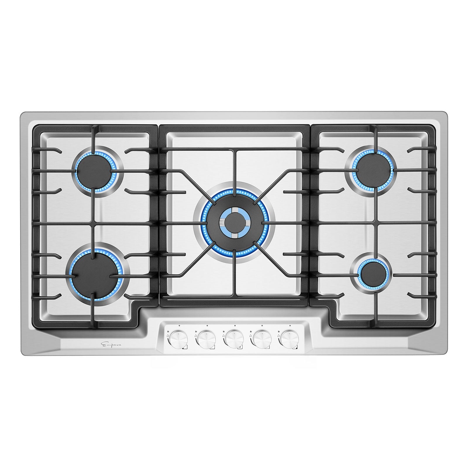 Empava 36-Inch 5-Burner Built-In Gas Cooktop - Stainless Steel, Sealed Burners (Model 36GC23) - Perfect for Modern Kitchens, Home Chefs & Entertaining
