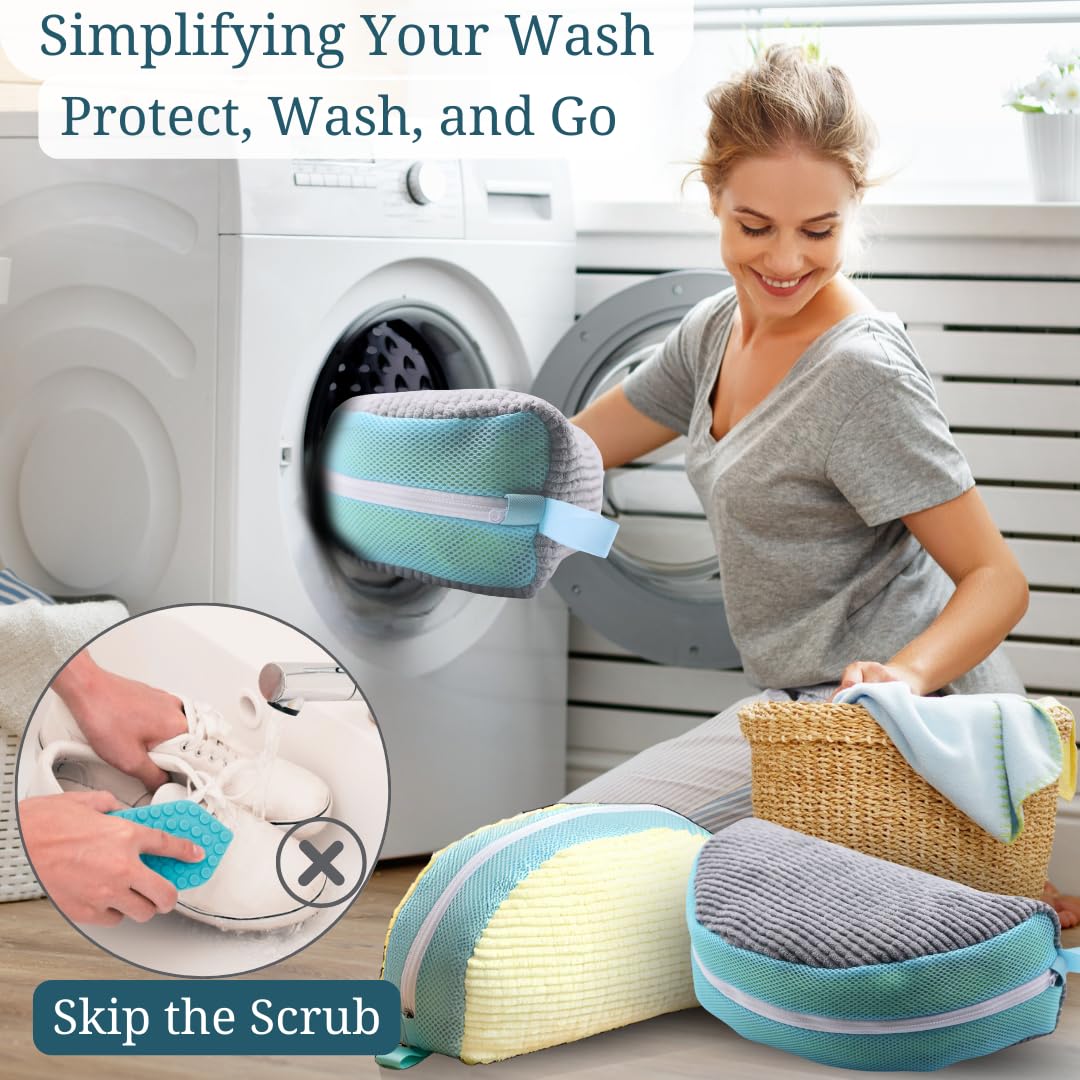 2025 Upgraded Shoe Washing Machine Bag - Laundry Shoe Protector for Sneakers, Running Shoes & Delicates | Gentle Wash, Durable Mesh Design | Perfect for Gym, Travel & Home Use