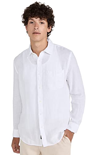 Faherty Men's Linen Laguna Shirt - Lightweight Breathable Summer Casual Button Down for Beach, Vacation & Outdoor Activities