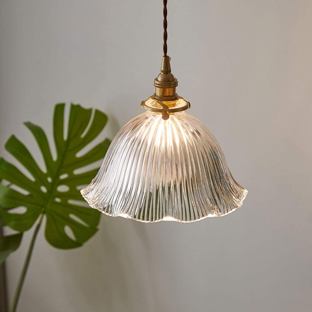 Nordic Simplicity Pendant Light with Ribbed Glass Shade - Modern Suspension Chandelier for Restaurant, Bar Counter, Entrance & Balcony Ceiling Lighting - Perfect for Dining Rooms, Cafes and Home Decor