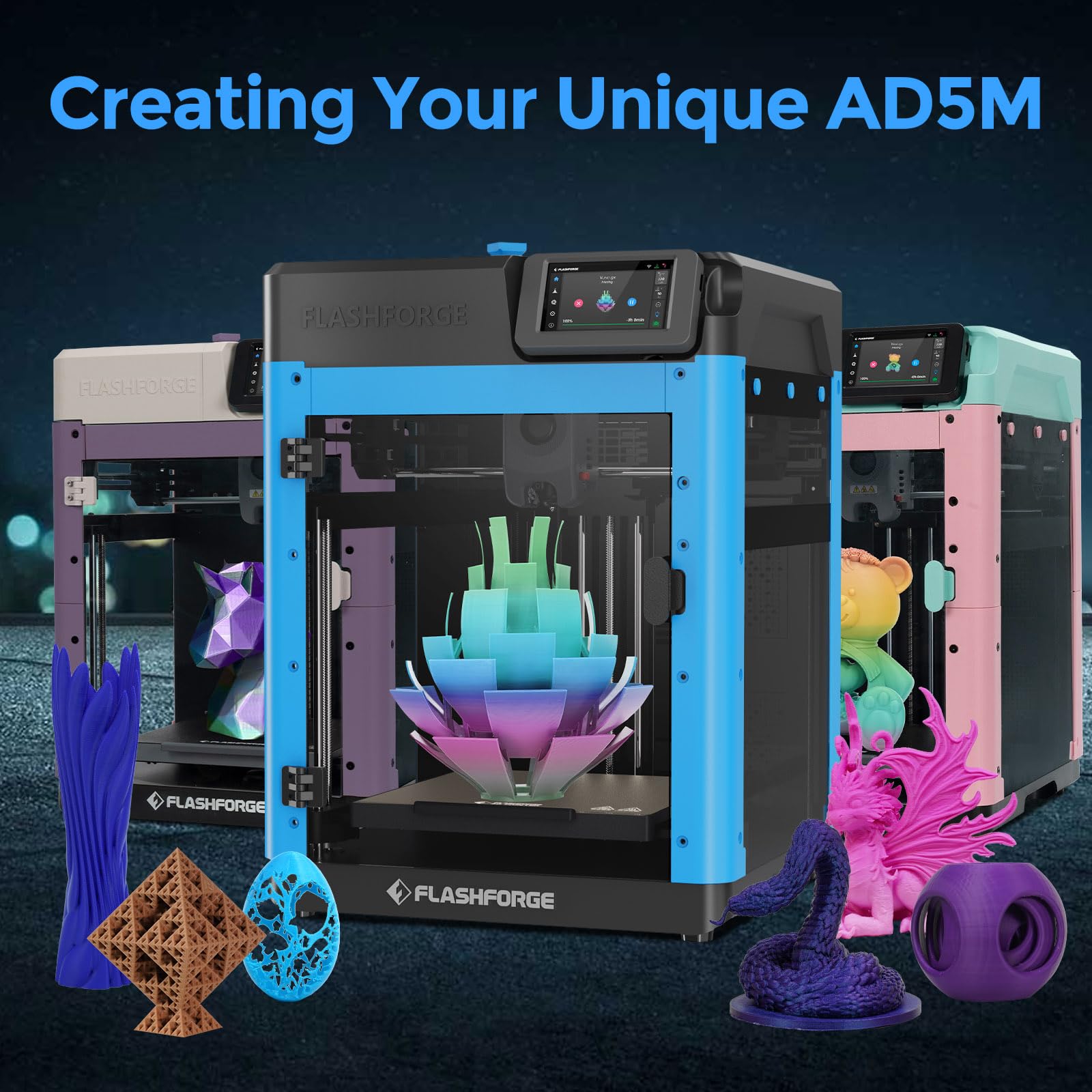 FLASHFORGE Adventurer 5M 3D Printer - 600mm/s High Speed Core XY Printer with Auto Leveling, 280°C Direct Extruder & Quick-Change Nozzle | Dual-Sided PEI Build Plate & Cooling System | Perfect for Home Use, STEM Education & Beginner 3D Printing Projects