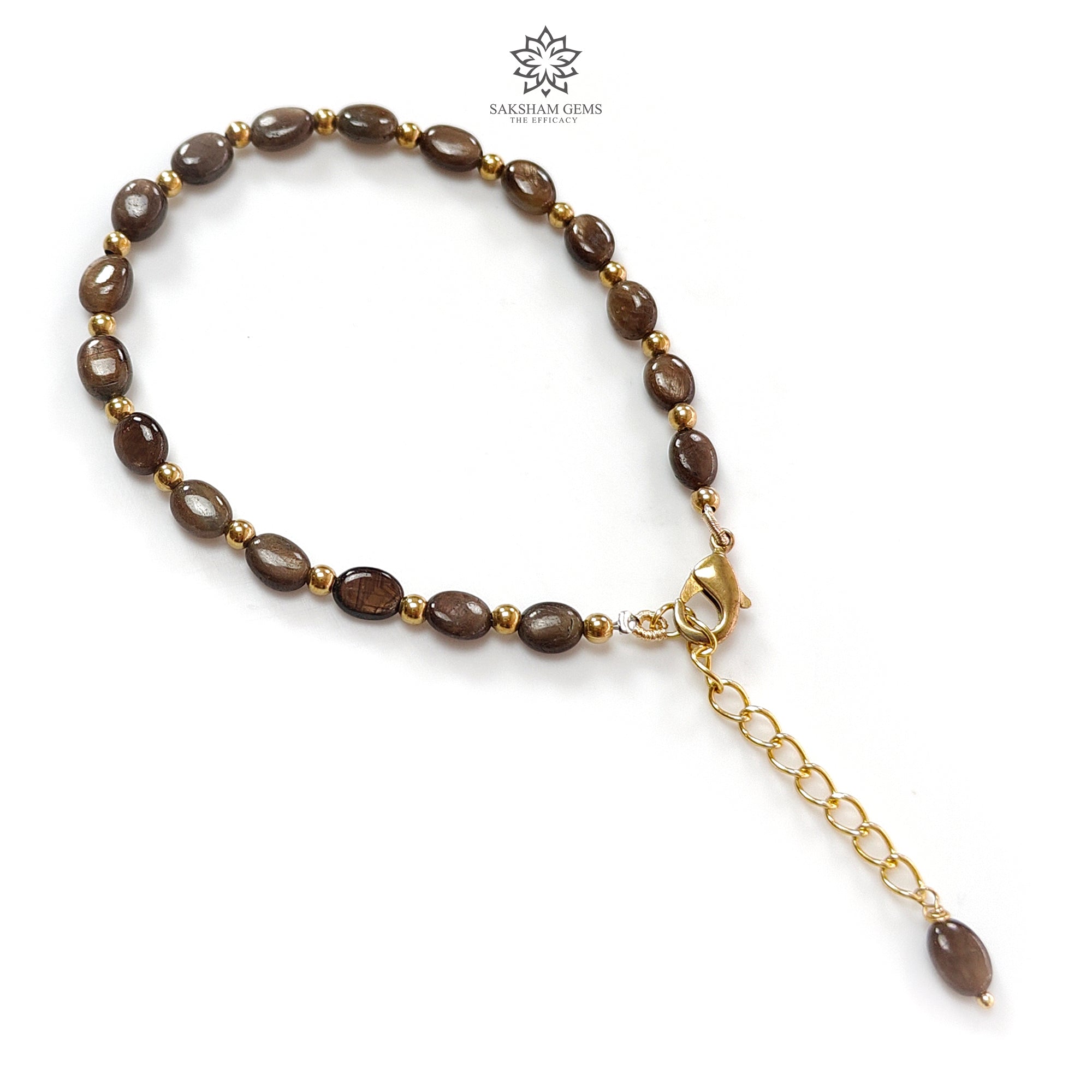 Golden Brown Chocolate Sapphire Beads Bracelet - 7.14g Natural Untreated Oval Sapphire & Brass Bracelet (6x5mm) for Women | Boho Jewelry, Gift for Her, Wedding Accessory, Everyday Wear